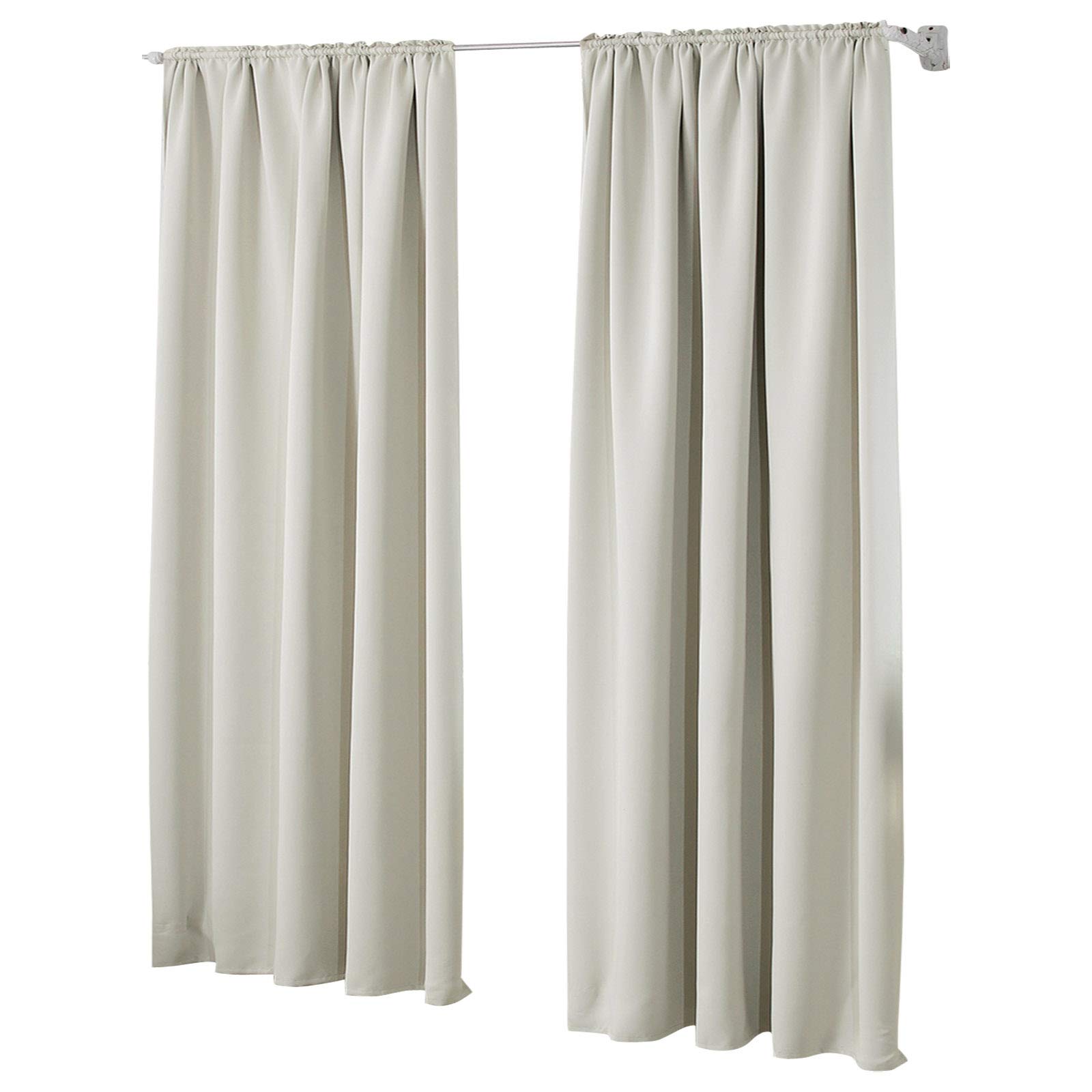 Laneetal 2er Set Gardinen, Verdunklungsvorhänge für Wohnzimmer Kinderzimmer, Blickdicht, Kräusebänder für Schiene, 250 g/m², kälteschutz lichtundurchlässig, 140 x 245 cm, Beige