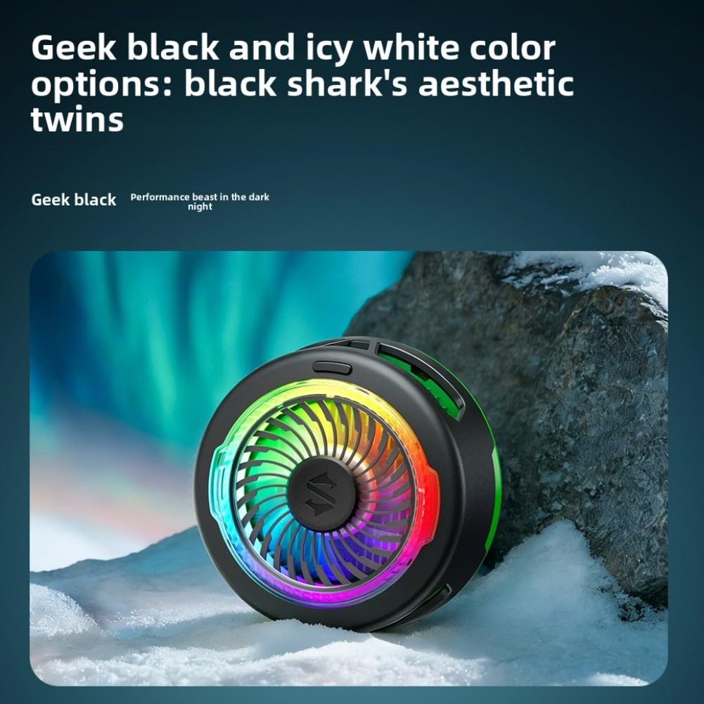 Radiatore a semiconduttore da 35 W, con luce RGB, leggero ventilatore posteriore a clip per telefoni e console da gioco, nero