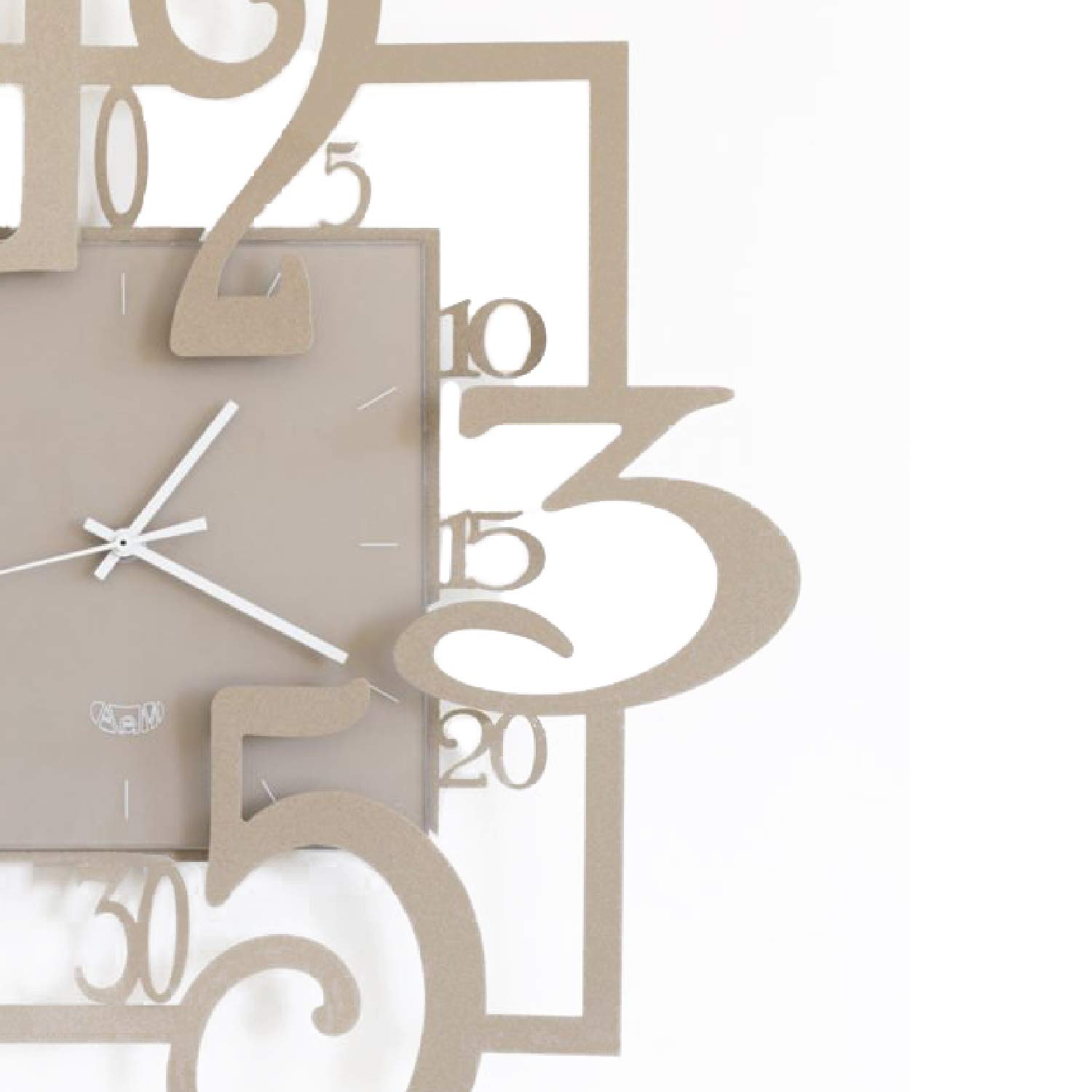 Arti & Mestieri Amos - Orologio da Parete di Design 100% Made in Italy - in Ferro, 50 x 5 x 50 cm - Beige