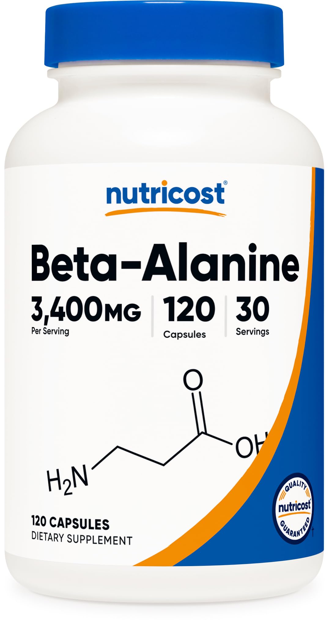 Nutricost Beta-Alanine Capsules 3400mg, 120 Caps (30 Serv) - Potent Beta Alanine, Gluten Free & Non-GMO, 850mg Per Cap