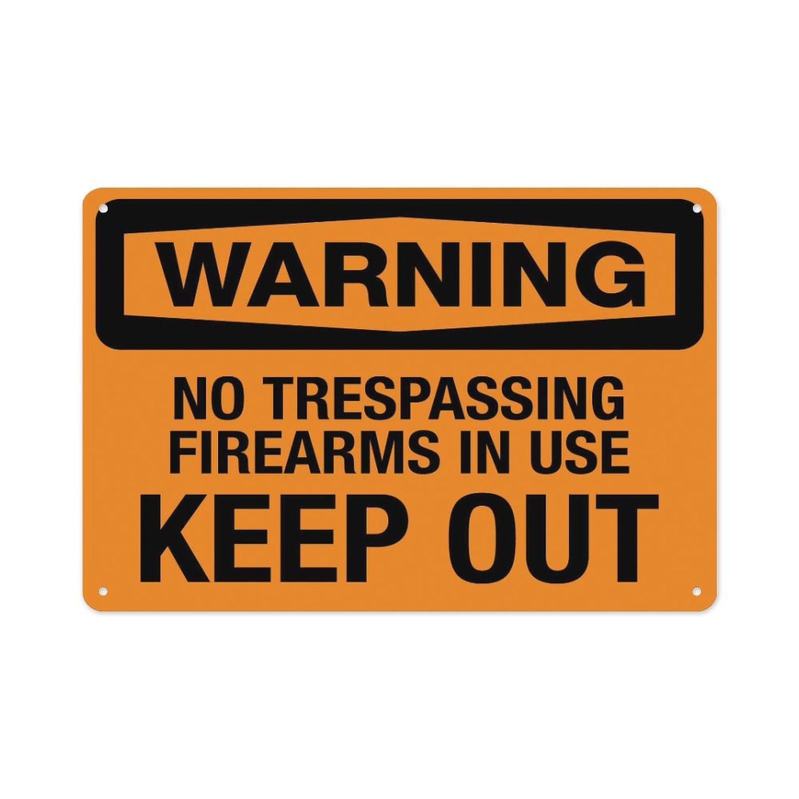 peiyeety Warning No Trespassing Firearms in Use KeepSign Aluminum Tin Warning Signs for Home Outdoor Garden 8X12 Inches