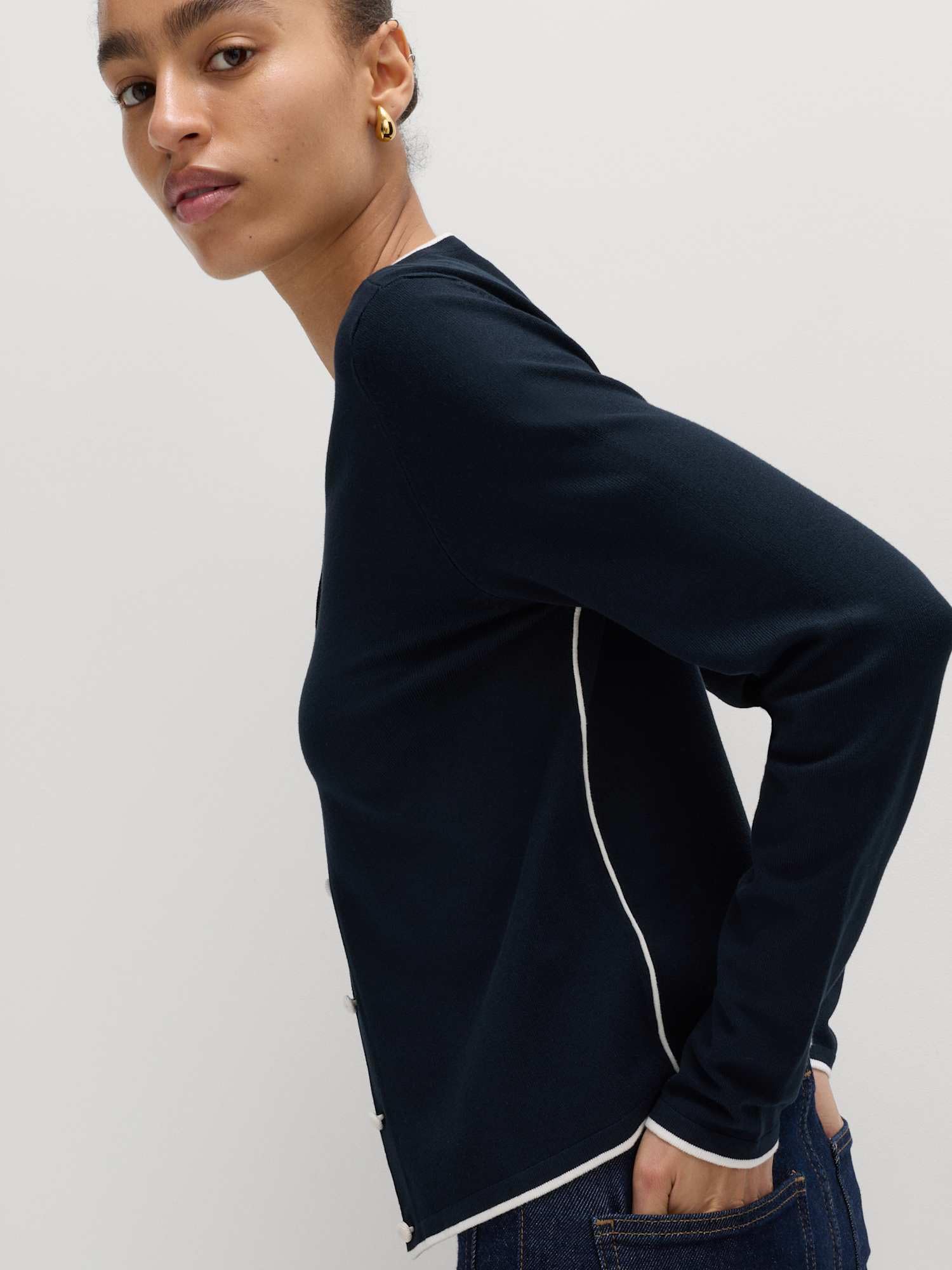 Marks & Spencer Donna Cardigan vestibilità Slim con Dettaglio Bordi