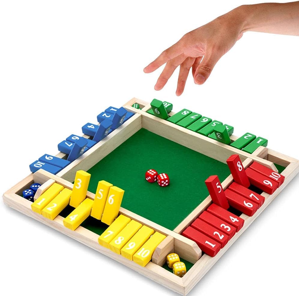 Wooden Shut The Box Game for Kids & Adults | 4-Player Math Learning Board with Dice | Montessori Educational Toy | Wooden Number Flip Strategy Game | Family Board Game-image-47