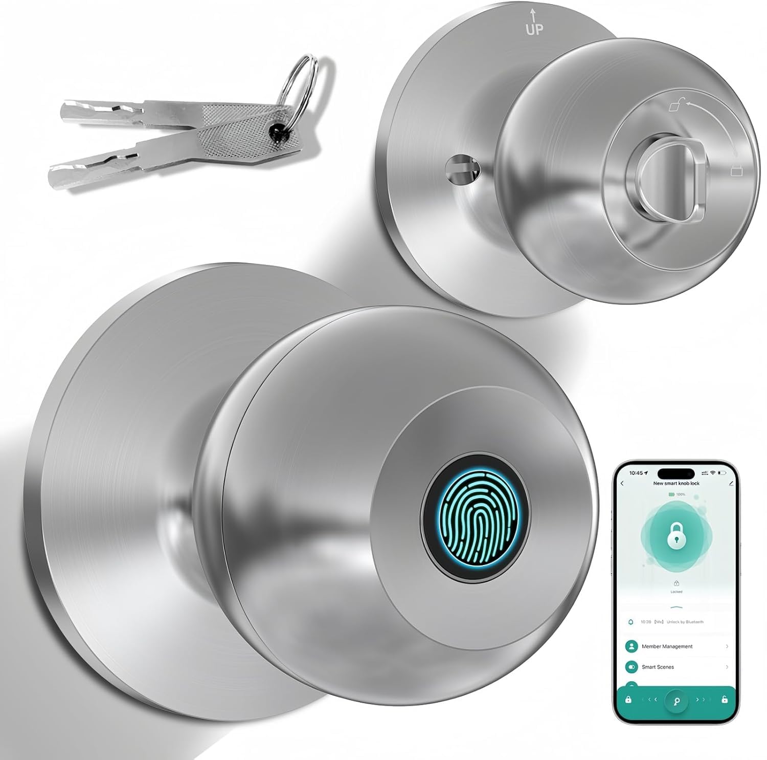 Serrure de porte biométrique intelligente avec contrôle application et clé USB