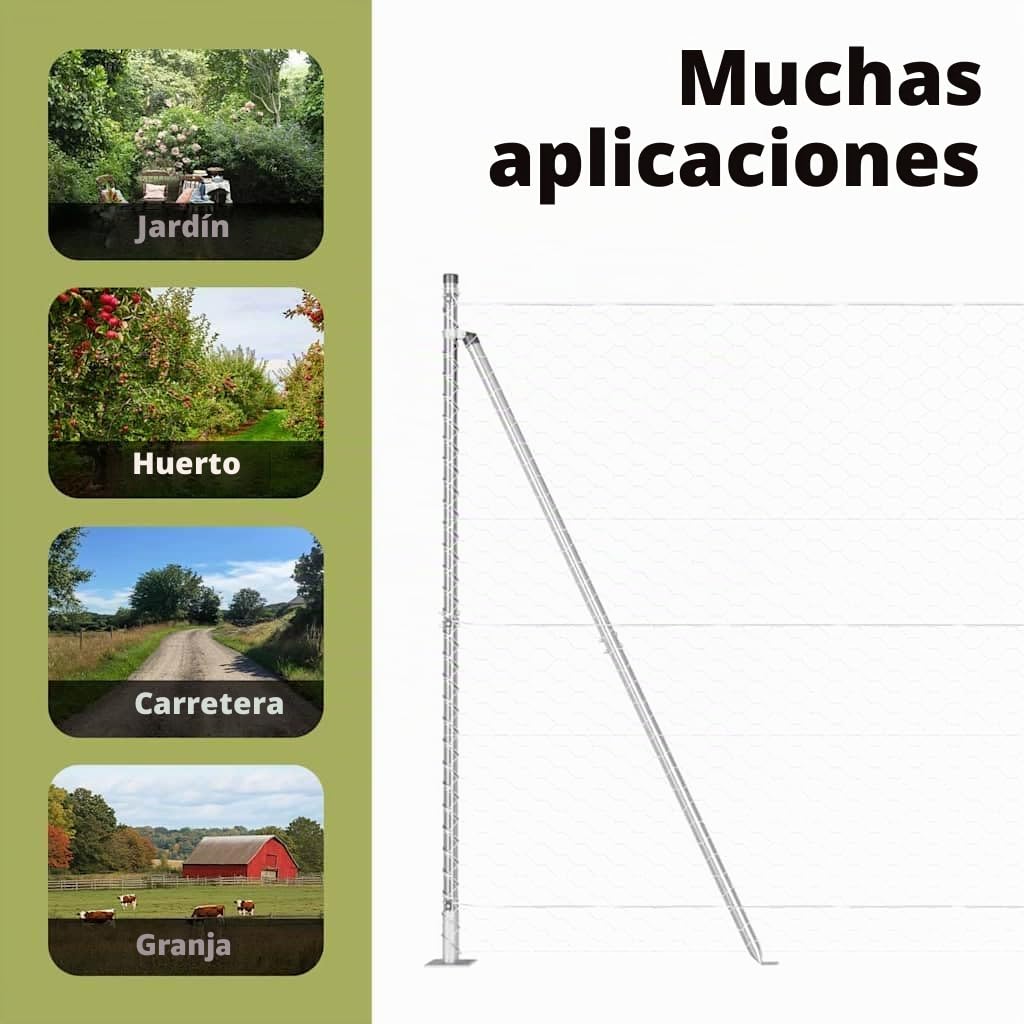 vidaXL Cerca Hexagonal 1.4 x 10m de Acero Galvanizado | Vallado Exterior Fuerte, Kit Completo de Montaje Fácil con Postes y Accesorios, Barrera de Jardín y Panel de Terraza para Seguridad y Privacida