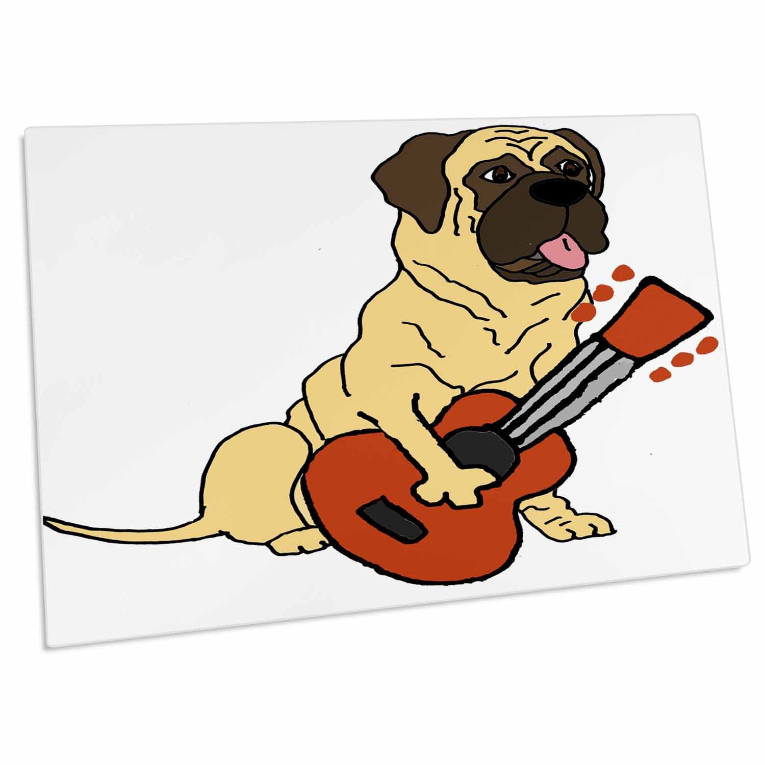 3dRose Cute Funny English Mastiff Dog Playing Guitar - Desk Pad Place Mats (dpd-260874-1)