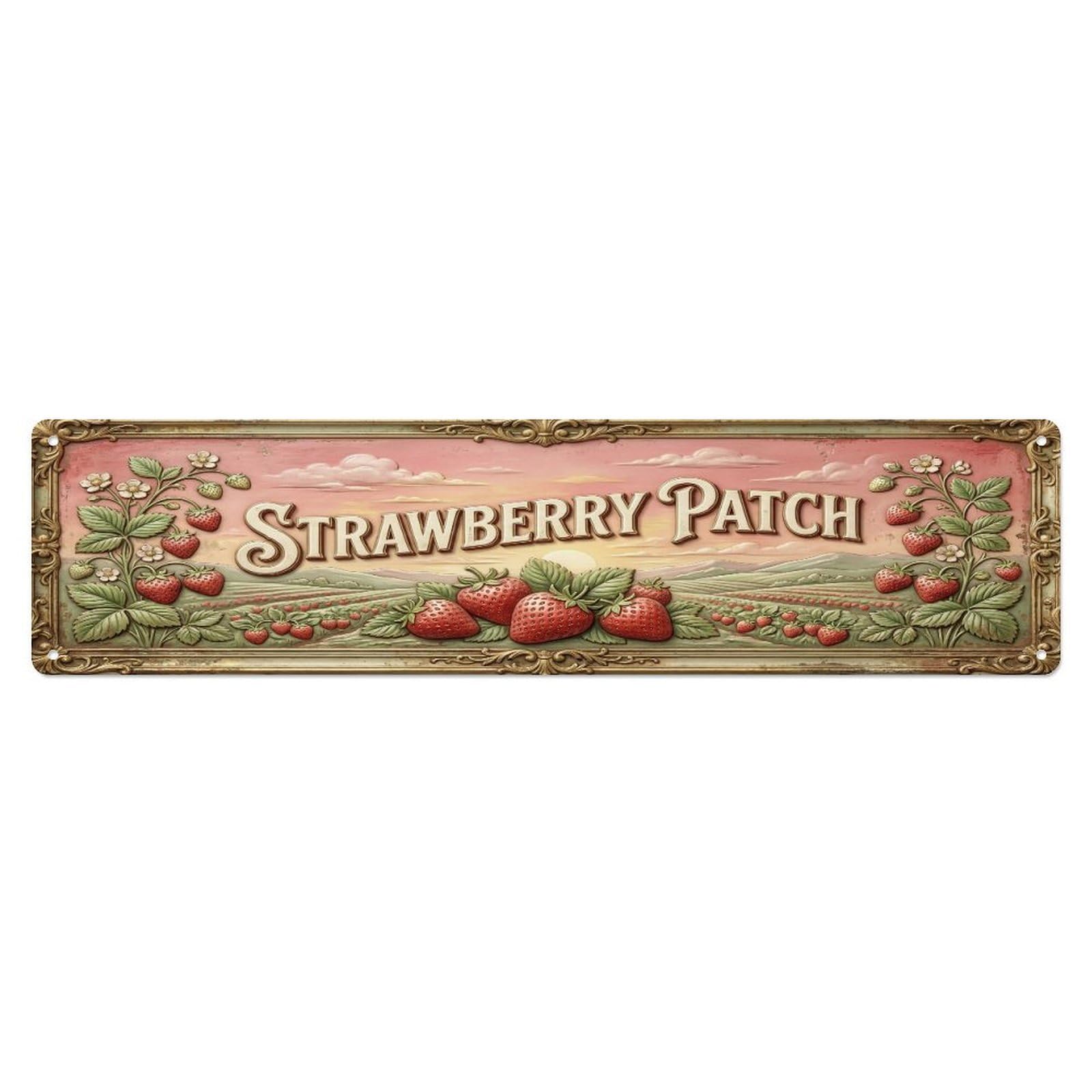 Fqcyn Style Metal Tin Sign Vintage Cottagecore Garden Strawberry Patch