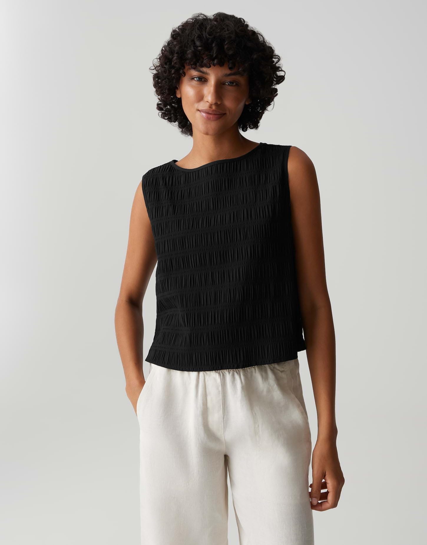 OPUS Damen Blusentop | Blusentop mit gesmokter Textur Regular Fit