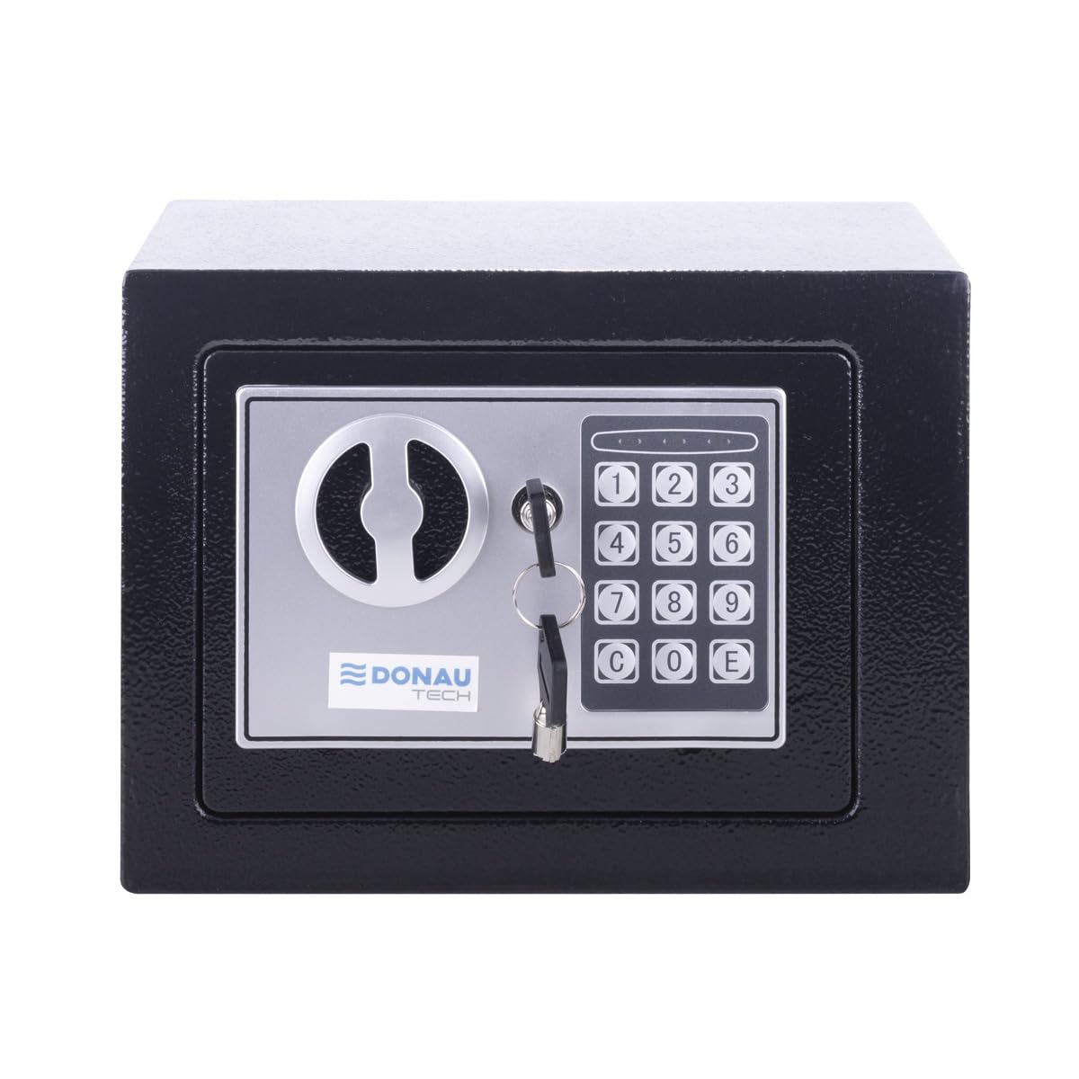 Coffre-fort numérique DONAU TECH Mini 4,6 L / 23 x 17 x 17 cm/Coffre-fort électronique manuel-numérique petit coffre-fort pour meubles/avec mot de passe numérique et 2 clés de sécurité/Noir