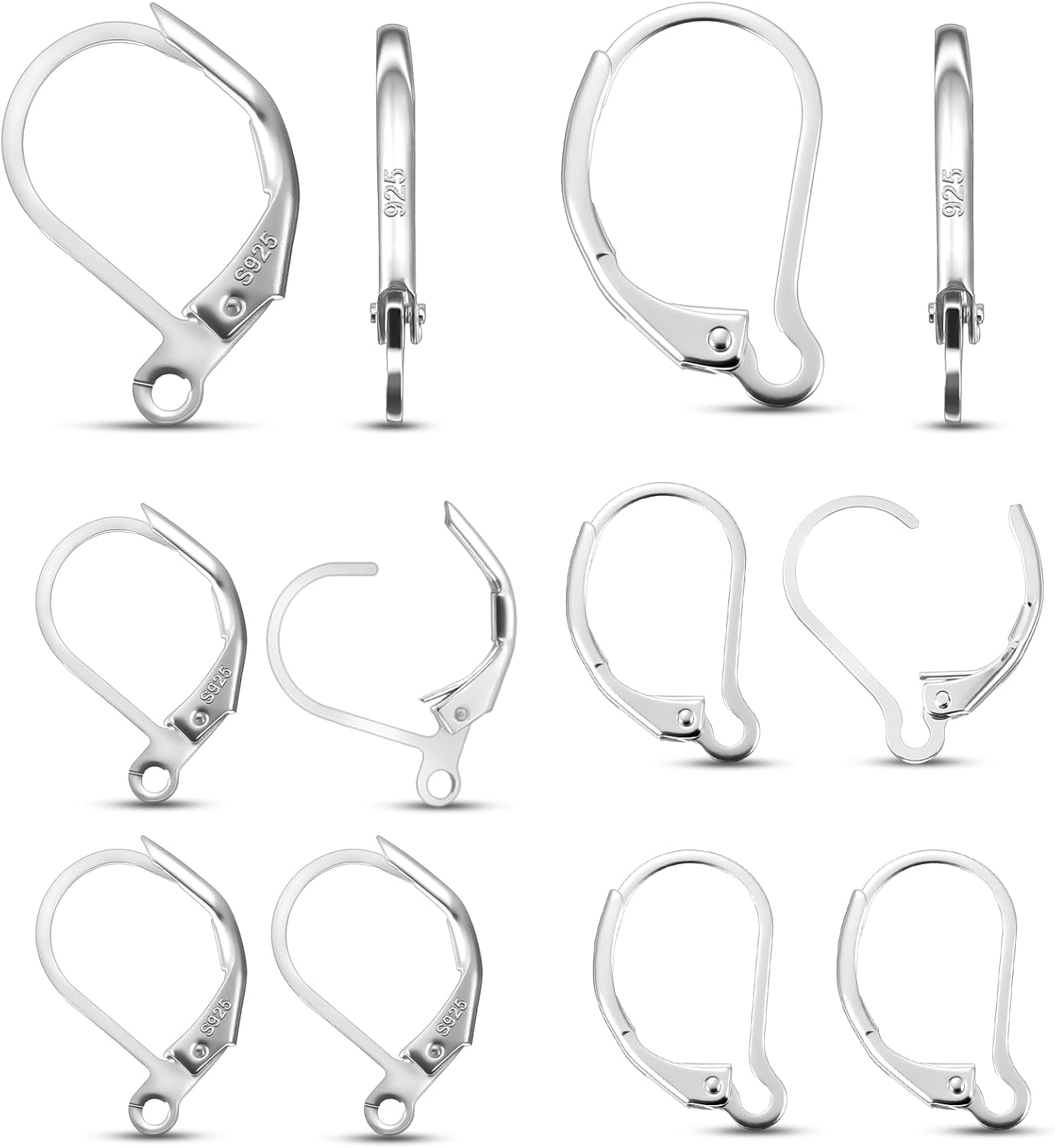 12 Pcs Silver Leverback French Earring Hooks Anti Sensitive Dangles Earring Hooks Lever Back Clasps Interchangeable Ear Wire Findings Supplies for Women Jewelry Making DIY Crafts, 2 Styles