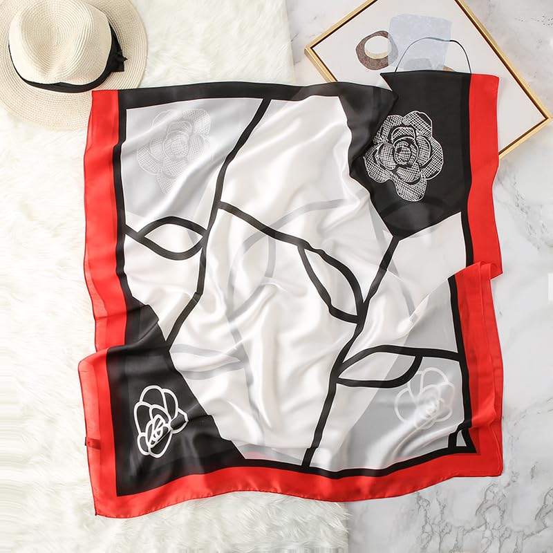 Image of MALINA Women's Polyester Silk Satin Stole Scarf - Soft Lightweight Fashion Wrap, Elegant Floral & Gradient Design, summer stole,Scarf For Women,Premium Stole,Large Size 180x90 cm'