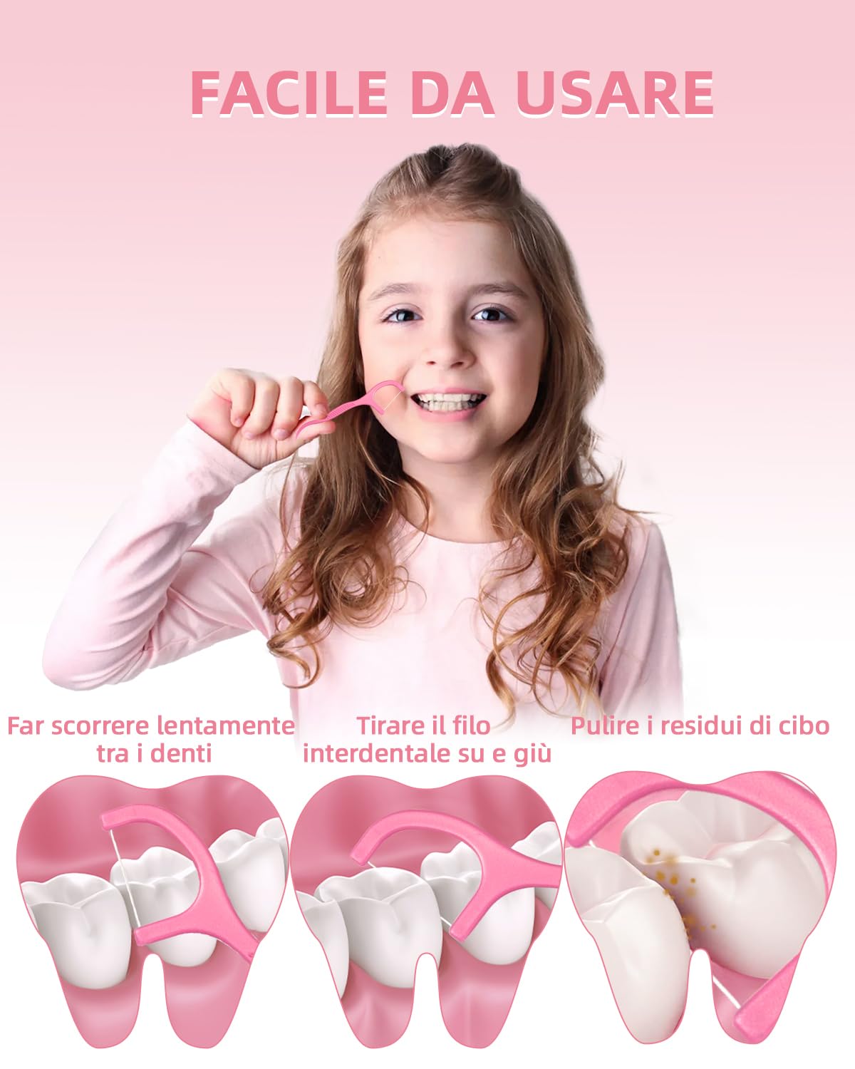 600 stuzzicadenti con filo interdentale alla fragola per la cura dei denti - Bastoncini per la pulizia dei denti per rimuovere la placca e i residui di cibo
