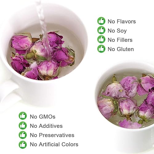 Miniatura 3 de Plant Gift Té de rosas de Francia, fragante rosa natural rosa Damascena Rose Buds Flower Tee, pétalos de rosa, orgánico culinario de grado