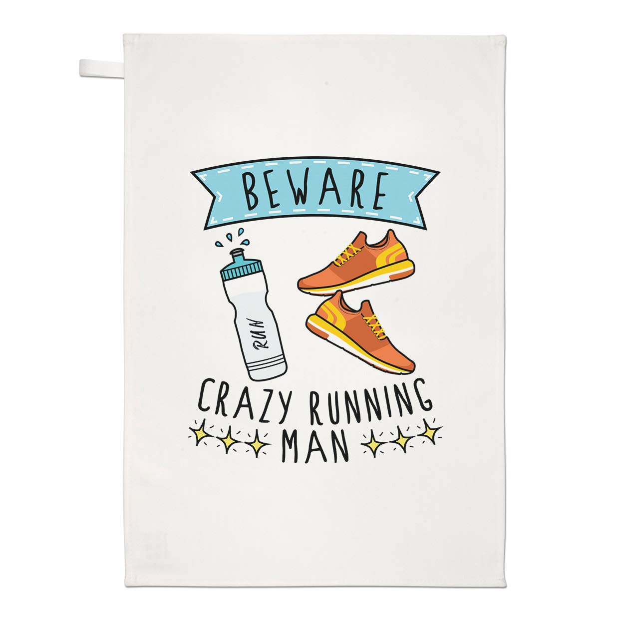 Beware Crazy Running Man Tea Towel Dish Cloth