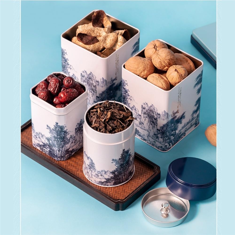 Juego De Té Contenedor de Almacenamiento de té Suelto for el hogar, Lata de hojalata, Tarro for condimentos de Cocina, Tarro Sellado, Juego de té, Caja de Regalo Tarro para Guardar Té(B)