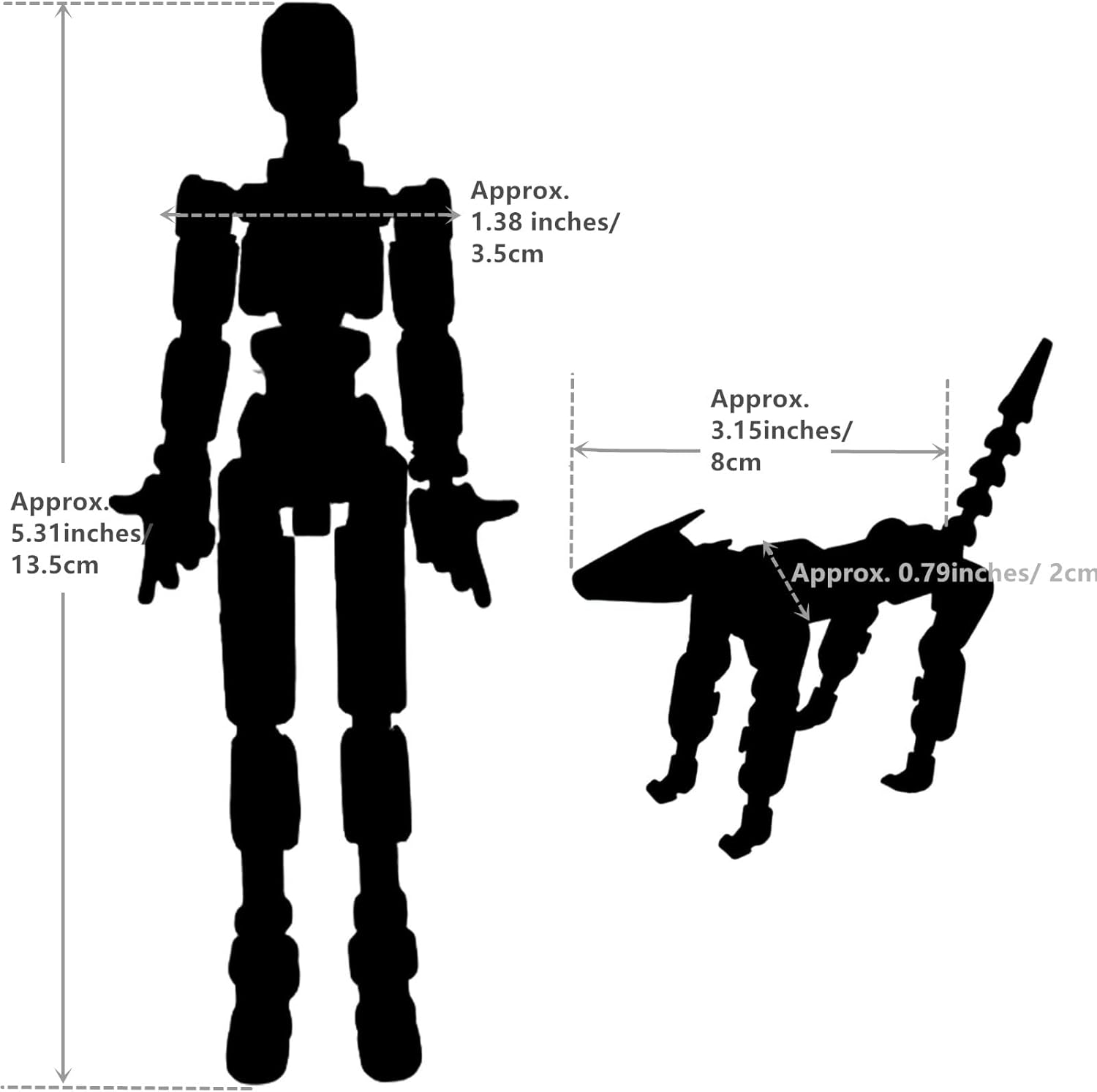 Titan 13 Action Figures (Grow in The Dark Blue) T13 3D Action Figure Set Already Assembled Dummy Robot Nova 13 Printed Multi-Jointed Movable Toy for Gift Collectors (Blue Orange + Dog) - Image 7
