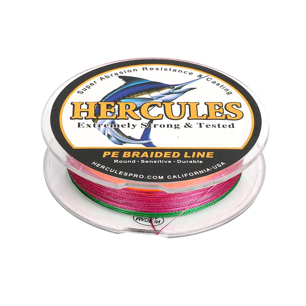 HERCULES Cost-Effective Super Strong 4 Strands Braided Fishing Line 6LB to 100LB Test for Salt-Water, 109/328 / 547/1094 Yards (100M / 300M / 500M / 1000M), Diam# 0.08MM - 0.55MM, Hi-Grade - 4