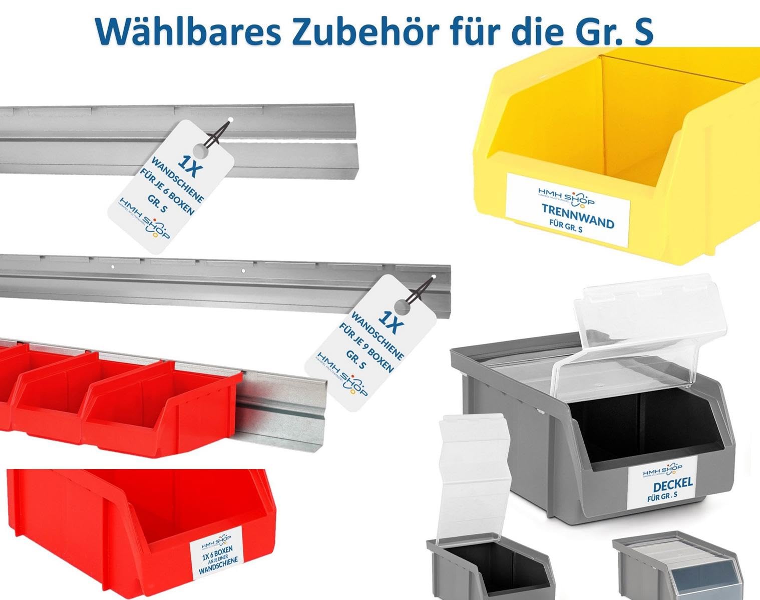 HMH Sichtlagerkästen Stapelboxen Größe S 161x105x75mm 5 Farben Gelb 36 Stück