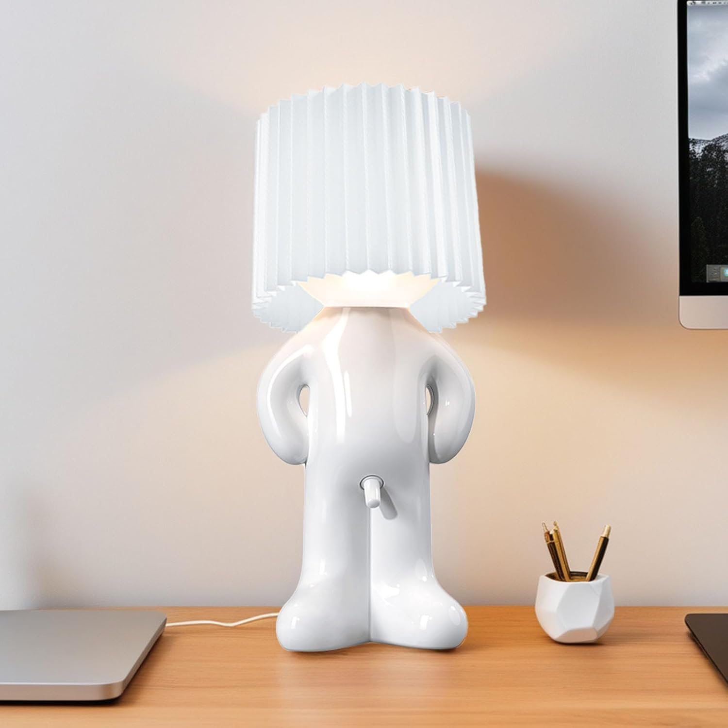 Funny Shy Boy Table Lamp，Novelty Plug-in Table Lamp for Home, Office, Bedroom, or Desk Decor - Gift Idea for Christmas, Valentine's Day, or Birthdays