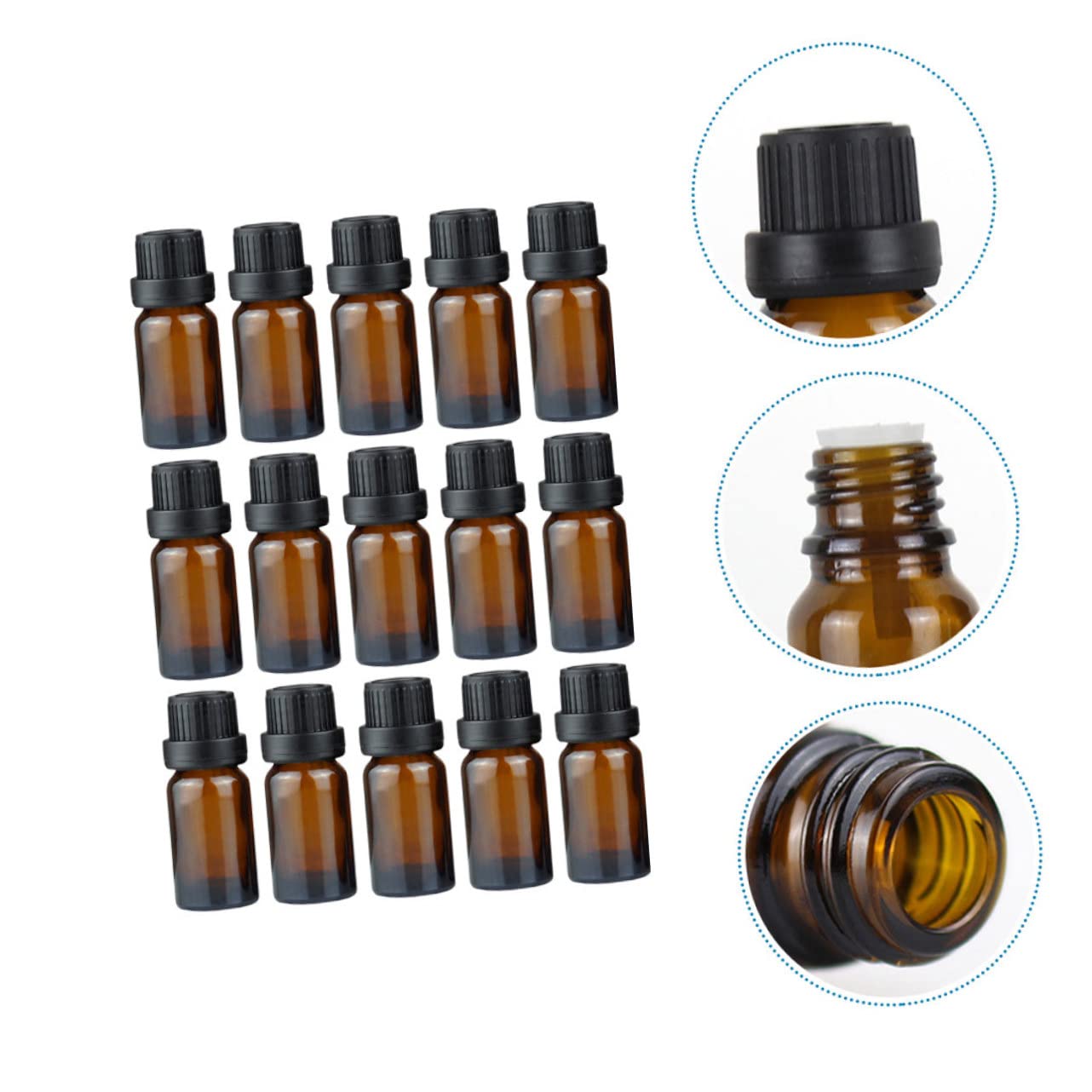 Homoyoyo 20stücke Glasflasche für Ätherisches Öl Braune Flasche Wiederverwendbar Probeflasche Dicht Verschlossen Einfach zu Verwenden für Unterwegs