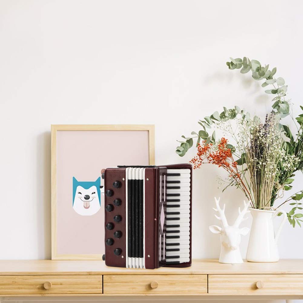 Garosa Accordéon Miniature, Petit Accordéon en Bois Rouge 6 cm avec Boîte Musicale pour Enfants et Décoration