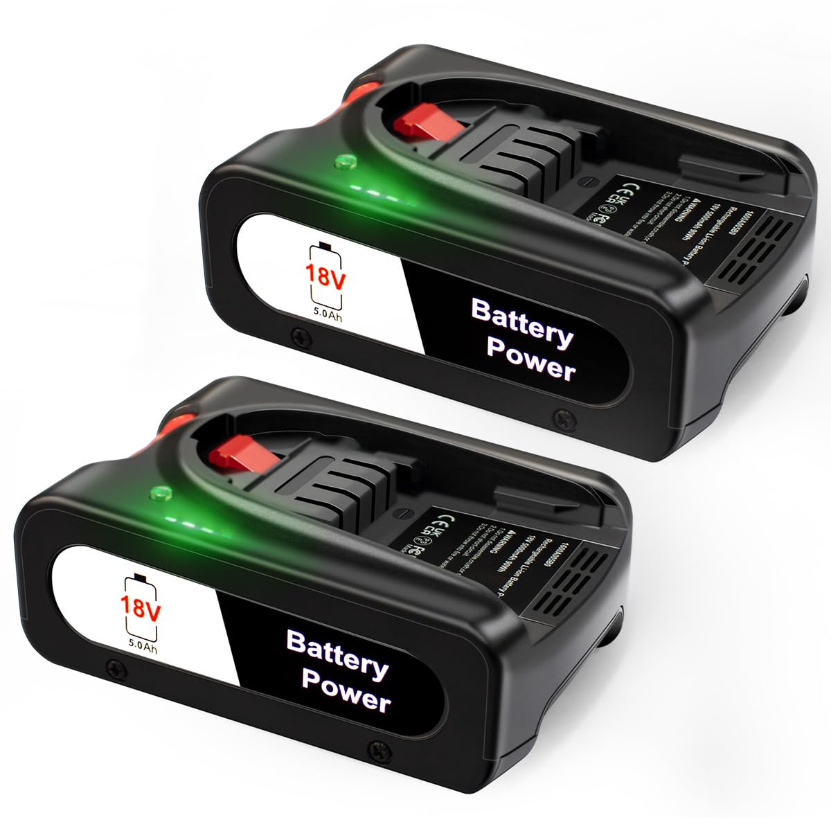 Bosch PBA - Batteria di ricambio da 5000 mAh, 18 V, per batteria e caricabatterie, ad alta capacità, confezione da 2