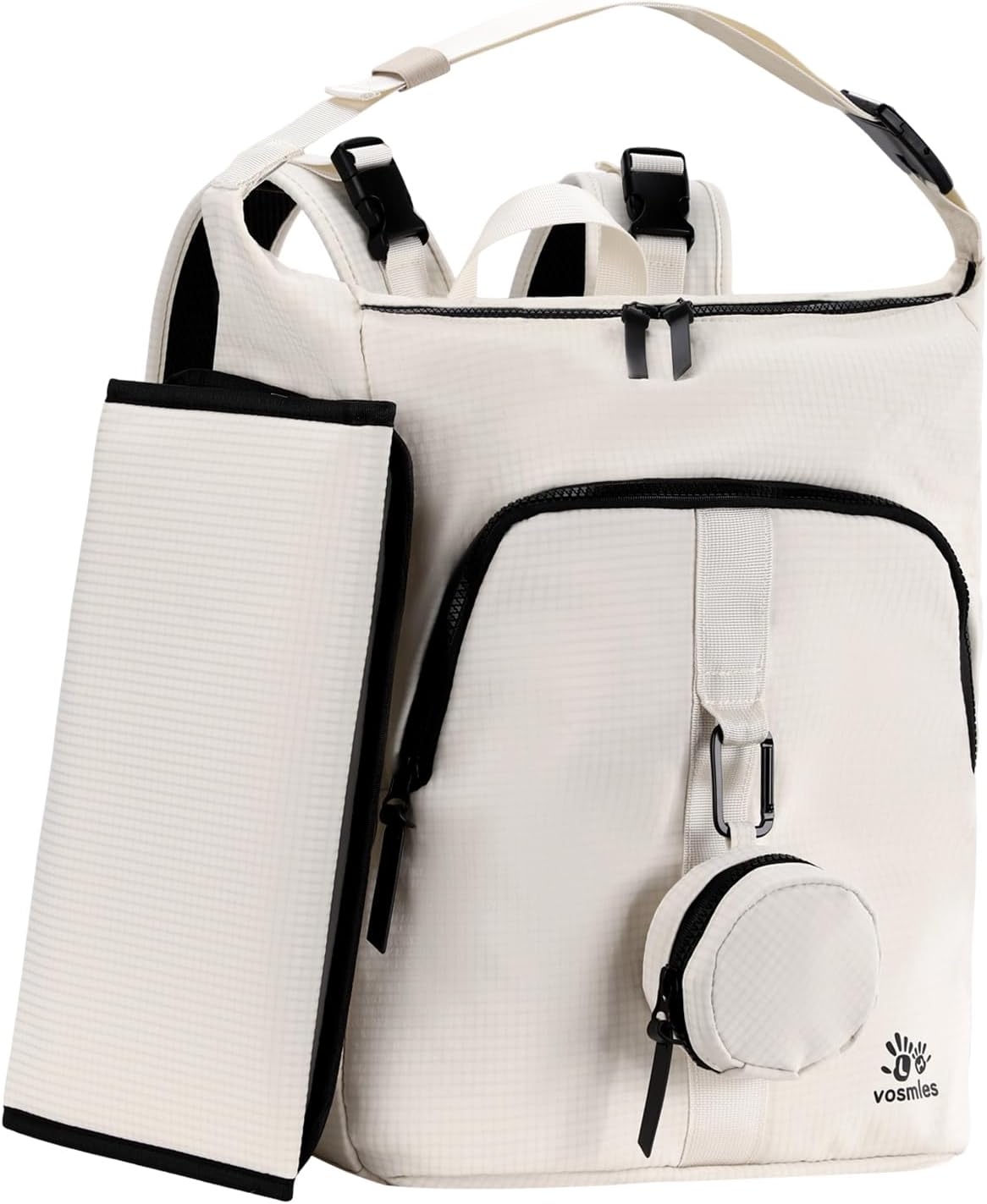 Diaper Bag Backpack with Changing Pad, Wet Dry Bag, Pacifier Case and Stroller Straps, Soft Cotton Lining, Baby Travel Bag for Moms and Dads（Beige）