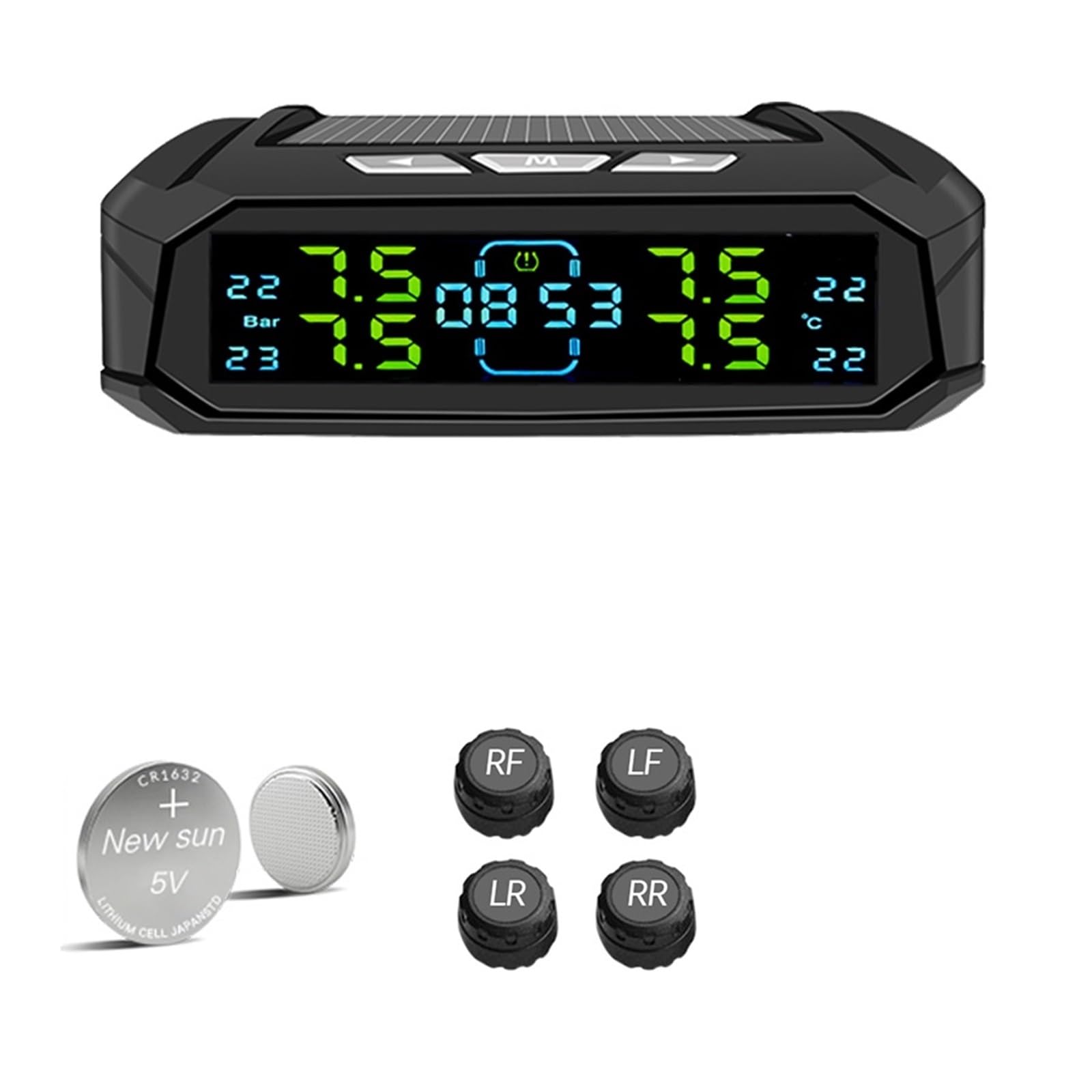 Sistema de Control de Presión Sistema de monitoreo de presión de neumáticos TPMS para automóvil, Pantalla Digital Sistemas de Alarma de Seguridad para automóviles con 4/6 sensores