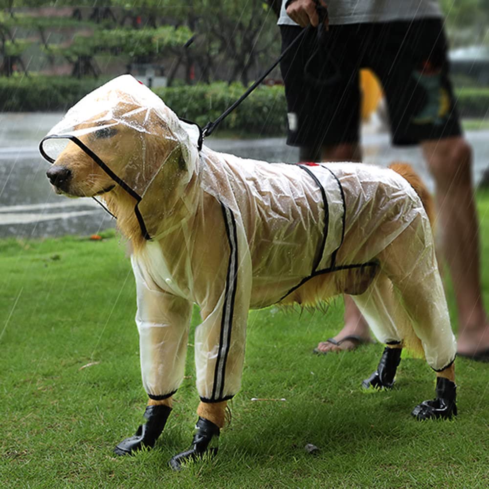 Impermeable para Perros, Impermeable for Mascotas, Cachorro de Cuatro Patas, con Capucha, Transparente, Impermeable, Ropa for Perros Grandes, for Animales(3XL)