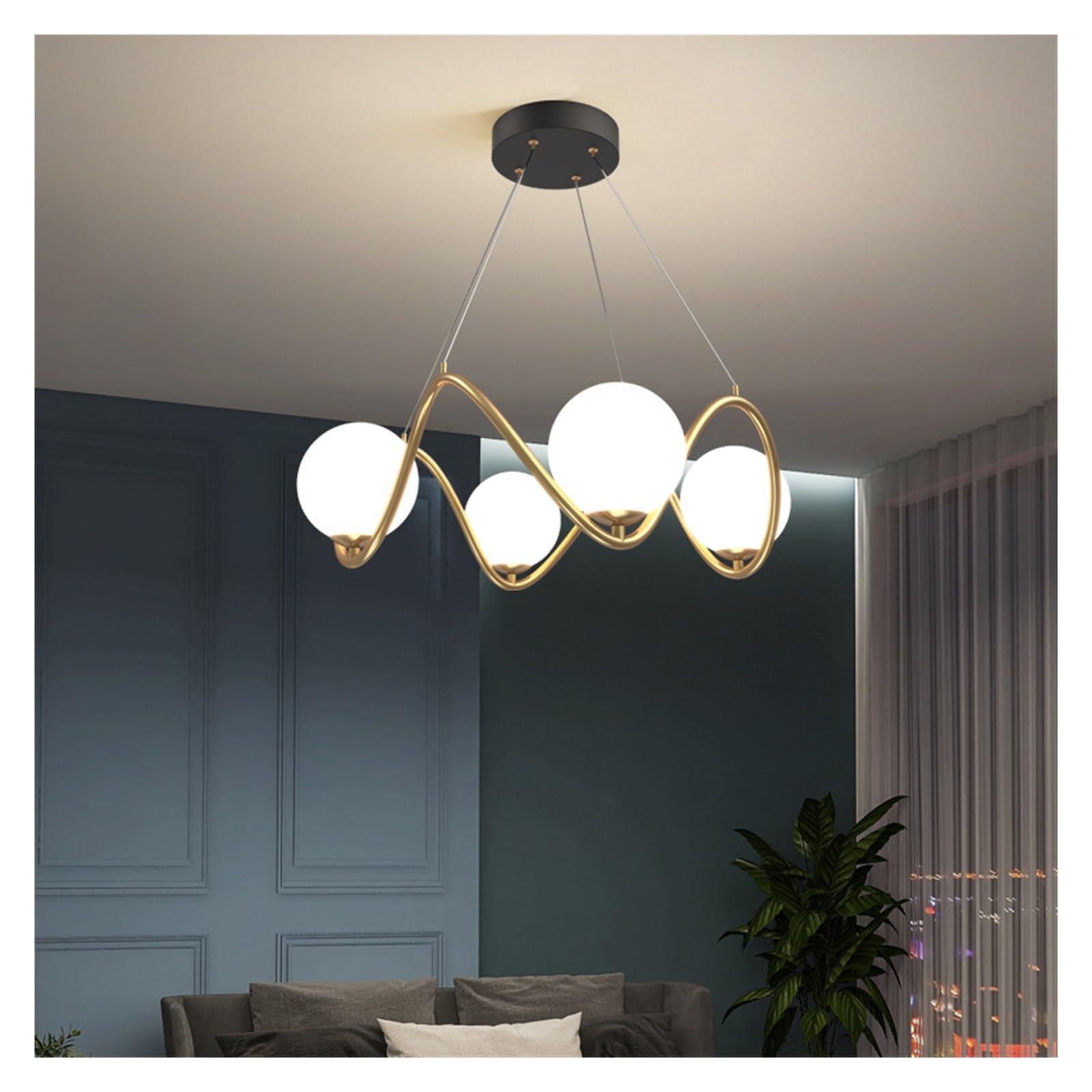 KLXSIVU Nordic Glass Ball Chandelier Decoration Luxury Gold Minimalist Lamp for Living Room Bedroom Loft Design Kitchen