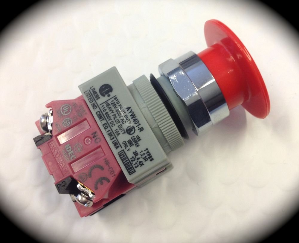 IDEC AYW401-R MUSHROOM PUSH-PULL, STOP SWITCH, RED BUTTON, 22MM MOUNTING HOLE, IP65 DEGREE of PROTECTION, 40MM STYLE, without LAMP, NON-ILLUMINATED, E-STOPS, 1NC CONTACT