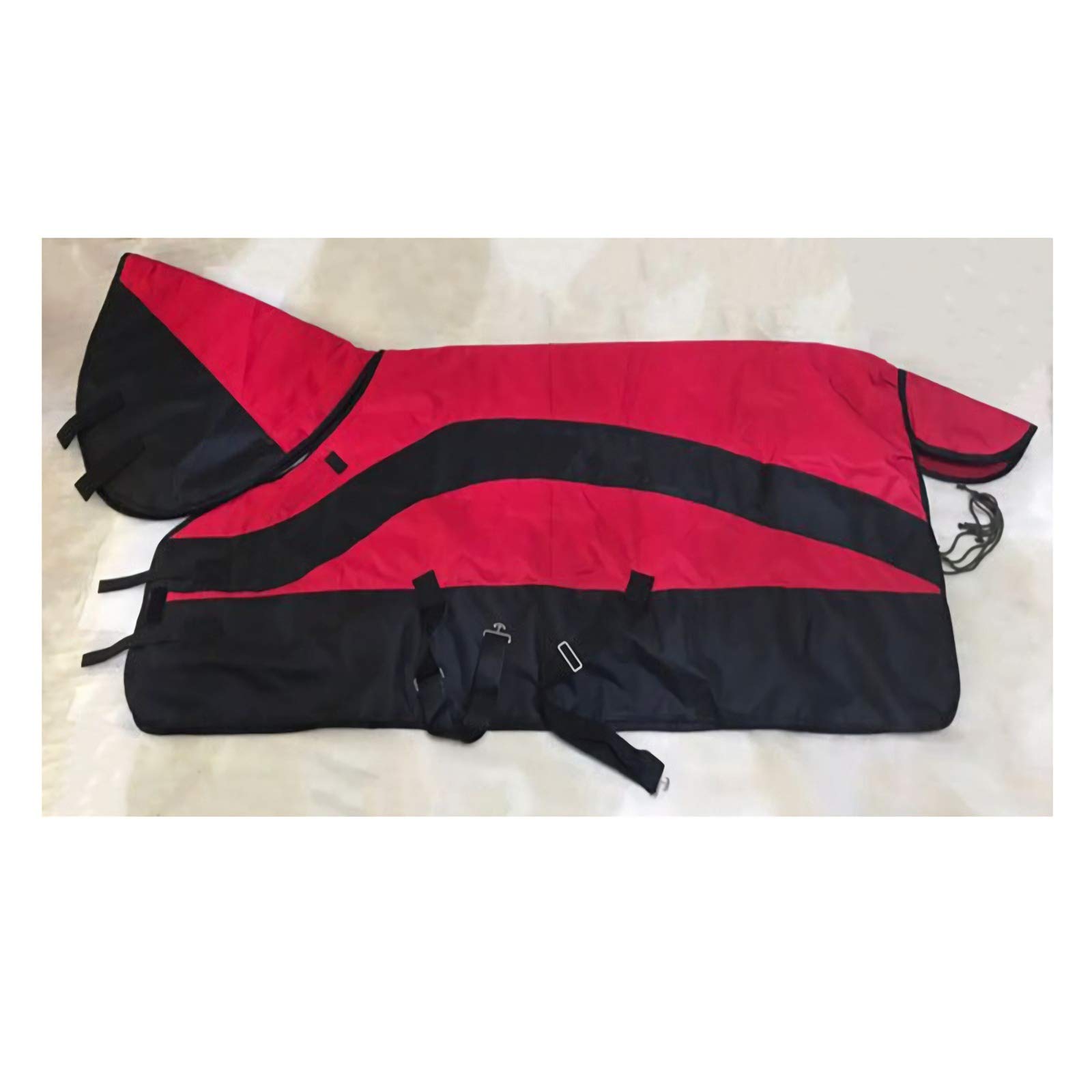 Manta de Caballo Manta Térmica 600D Tela Oxford Forro De Poliéster Transpirable A Prueba de Viento Y Polvo Cuello Completo Y Cordal(Size:125cm)
