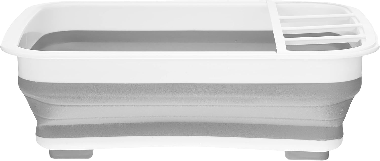 KitchenCraft Collapsible Dish Drainer Rack Ideal for Small Kitchens and Camping, 37.5 x 29.5 cm, White