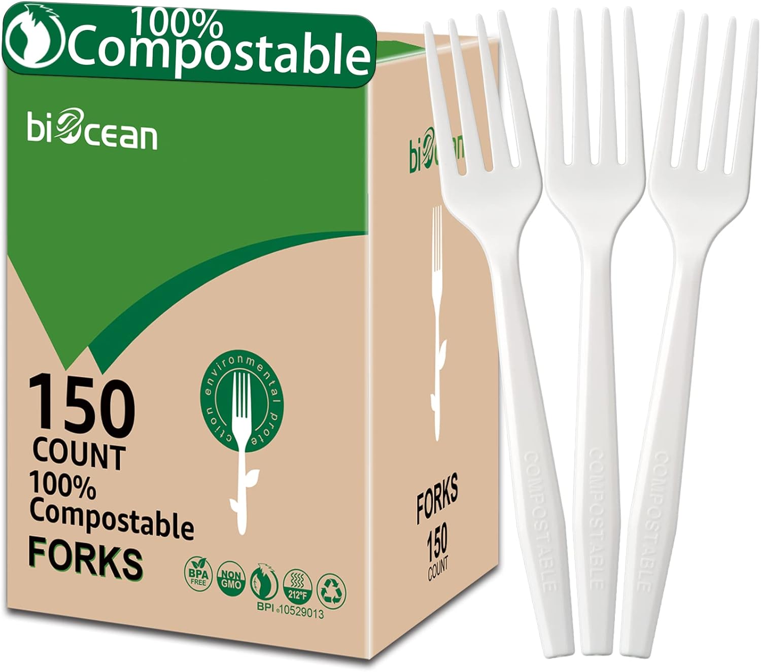 Product image of 100% Compostable No Plastic Knives Forks Spoons Utensils, The Heavyweight Heavy Duty Flatware is Eco Friendly Products for Lounge Party Wedding BBQ Picnic Camping.