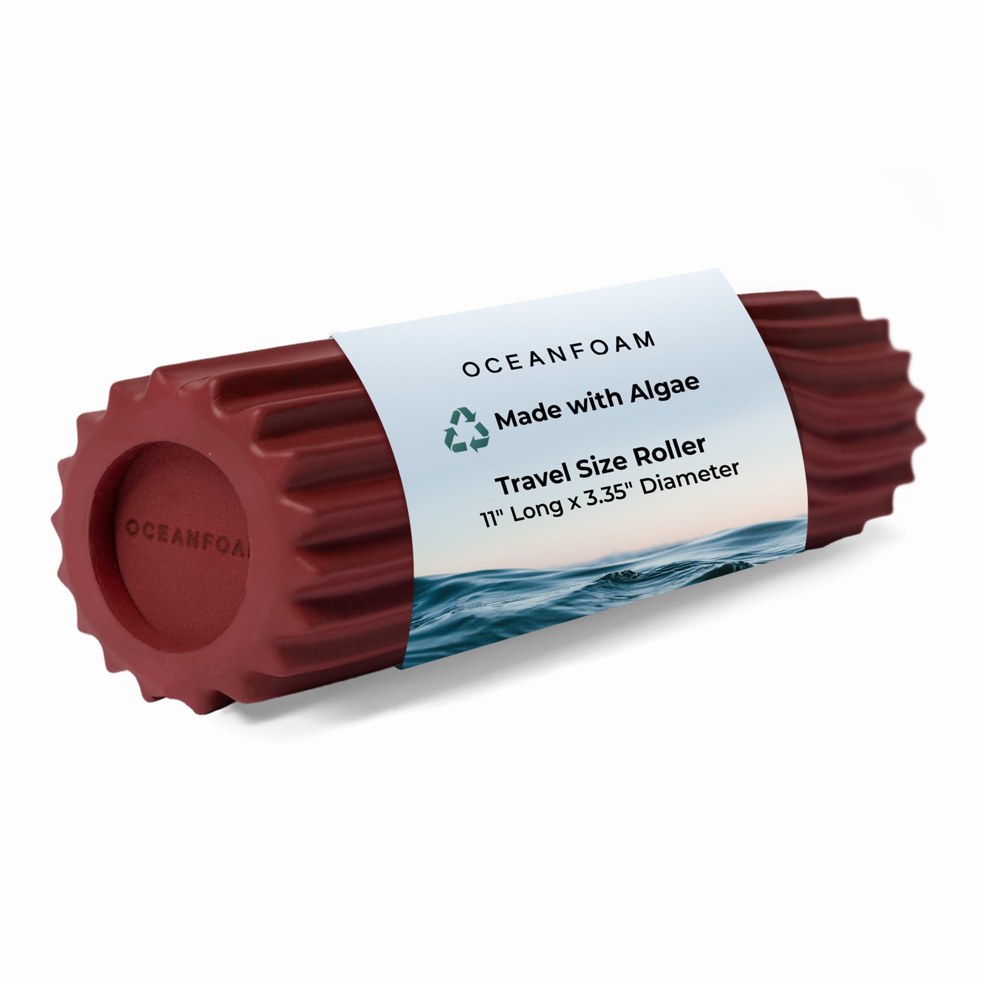 Oceanfoam Ripple Travel Foam Roller (11" x 3.35") Firm Mini Foam Roller for Physical Therapy, Deep Tissue Massage, Back Pain - High Density, Ergonomic Wave Textured - Yoga, Pilates, Exercise (Maroon) — image 1