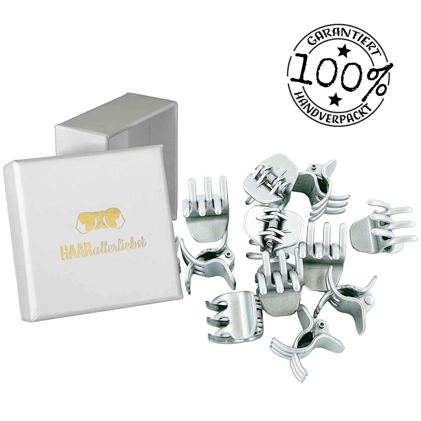 HAARallerliebst® Orchid Small Hair Clips, 2 cm, Silver Mini Hair Clips in Box, Small Hair Clip, Hair Clips, Hair Accessories - Image 4