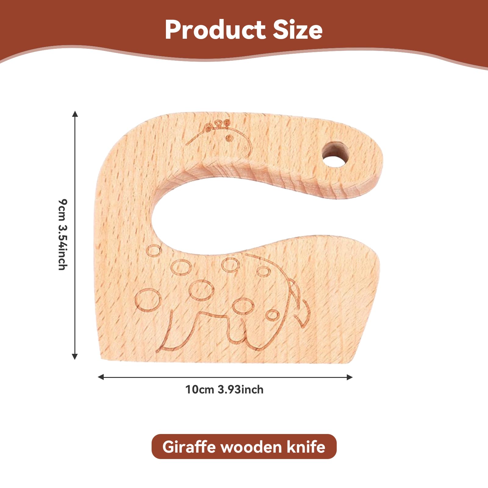 Cuchillo de Madera para Niños Montessori Utensilios Cocina que no Corta Dedos para Cortar Frutas y Verduras 2 Años