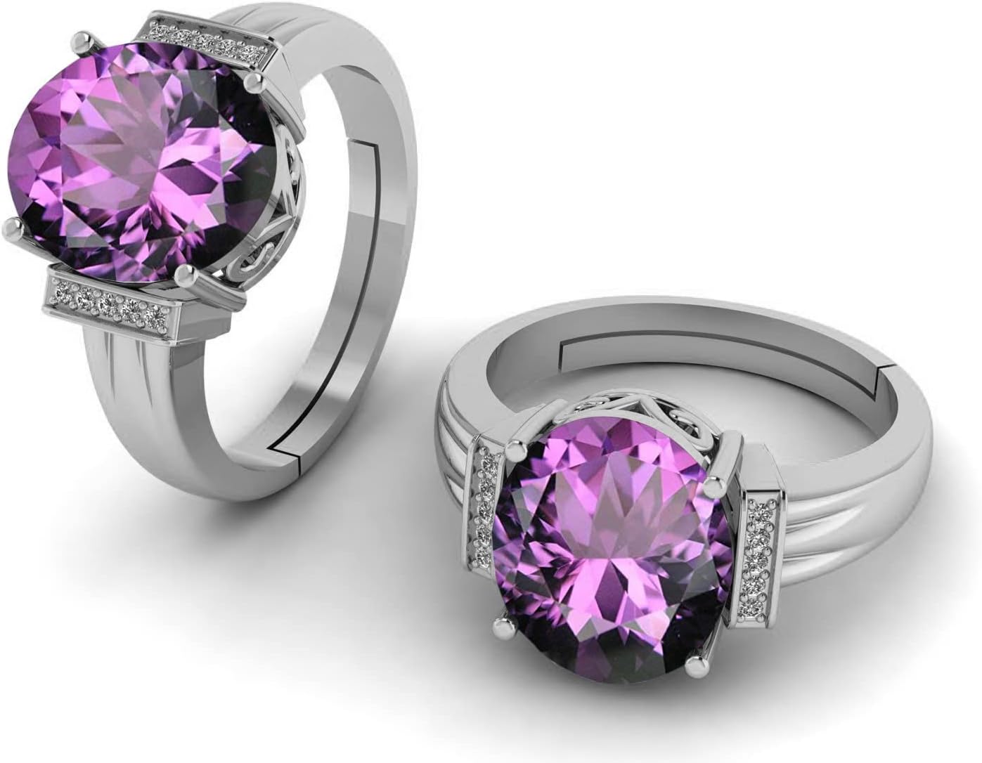 LMDPRAJAPATIS 6.25 Natural Amethyst Katela Stone Astrological Purpose Silver Ring