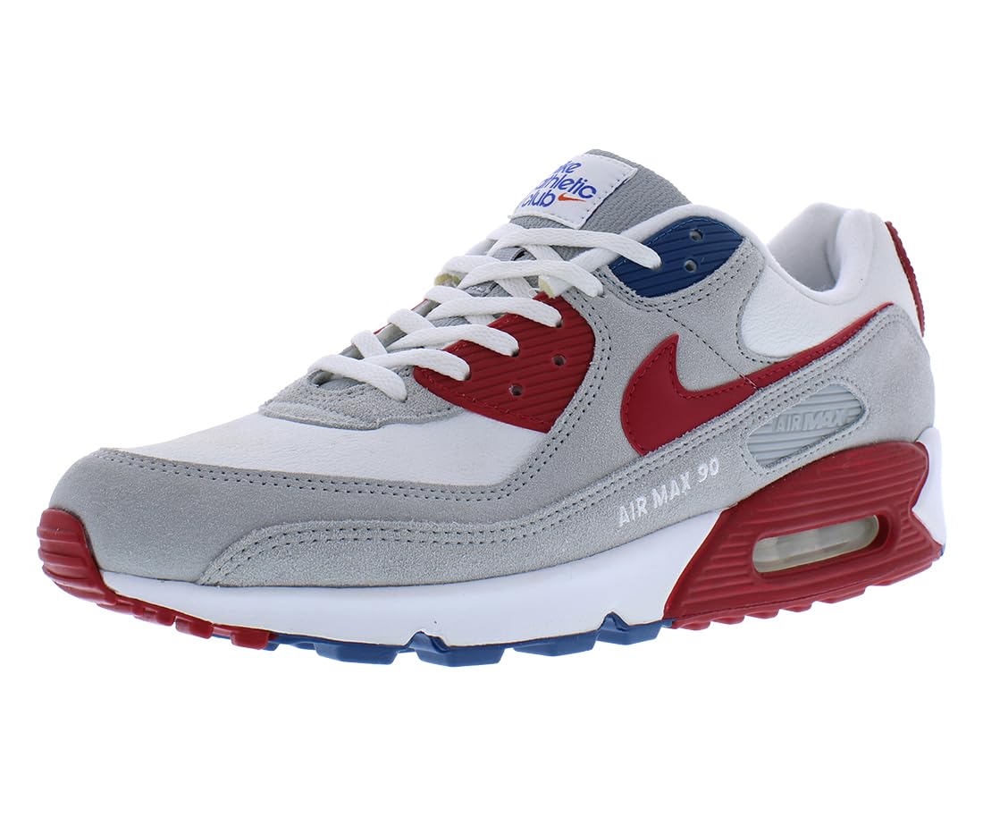 Nike Air Max 90 Leather Unisex Shoes 12 Light Smoke Grey/Gym Red/White