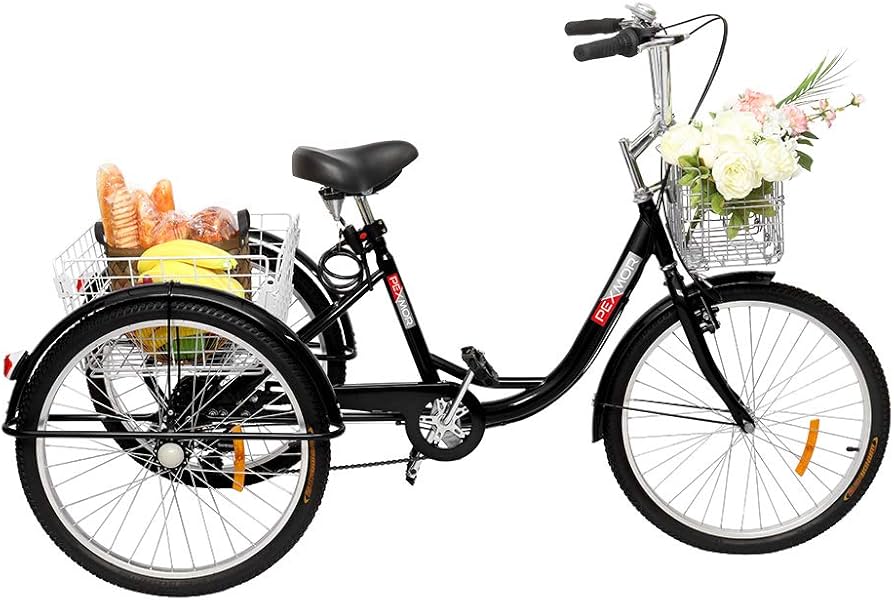 三輪車 Amazon | PEXMOR 大人用三輪車 7速 24/26インチ 3輪バイク 三輪車 大人