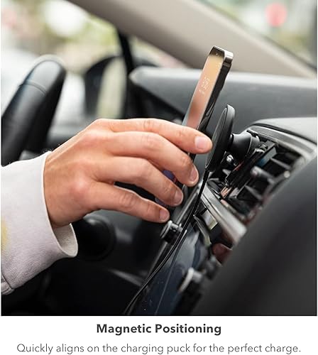Miniatura 3 de Mophie Snap+ Cargador universal inalámbrico de montaje en ventilación, carga de 15 W, posicionamiento magnético para una colocación precisa,