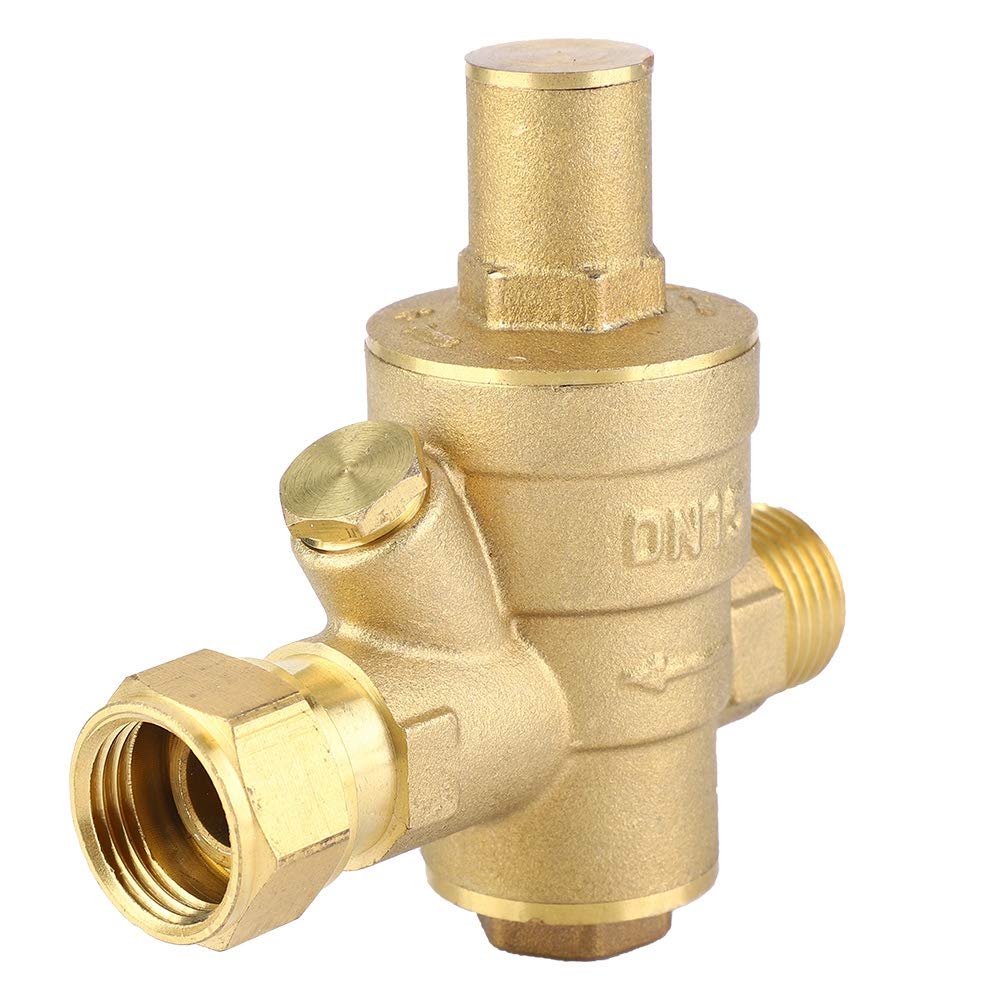Válvula reductora de presión, DN15 1/2 pulgada Válvula reductora de presión de agua de latón 1/2 "Regulador de presión de agua ajustable Regulador de presión Rosca de la válvula