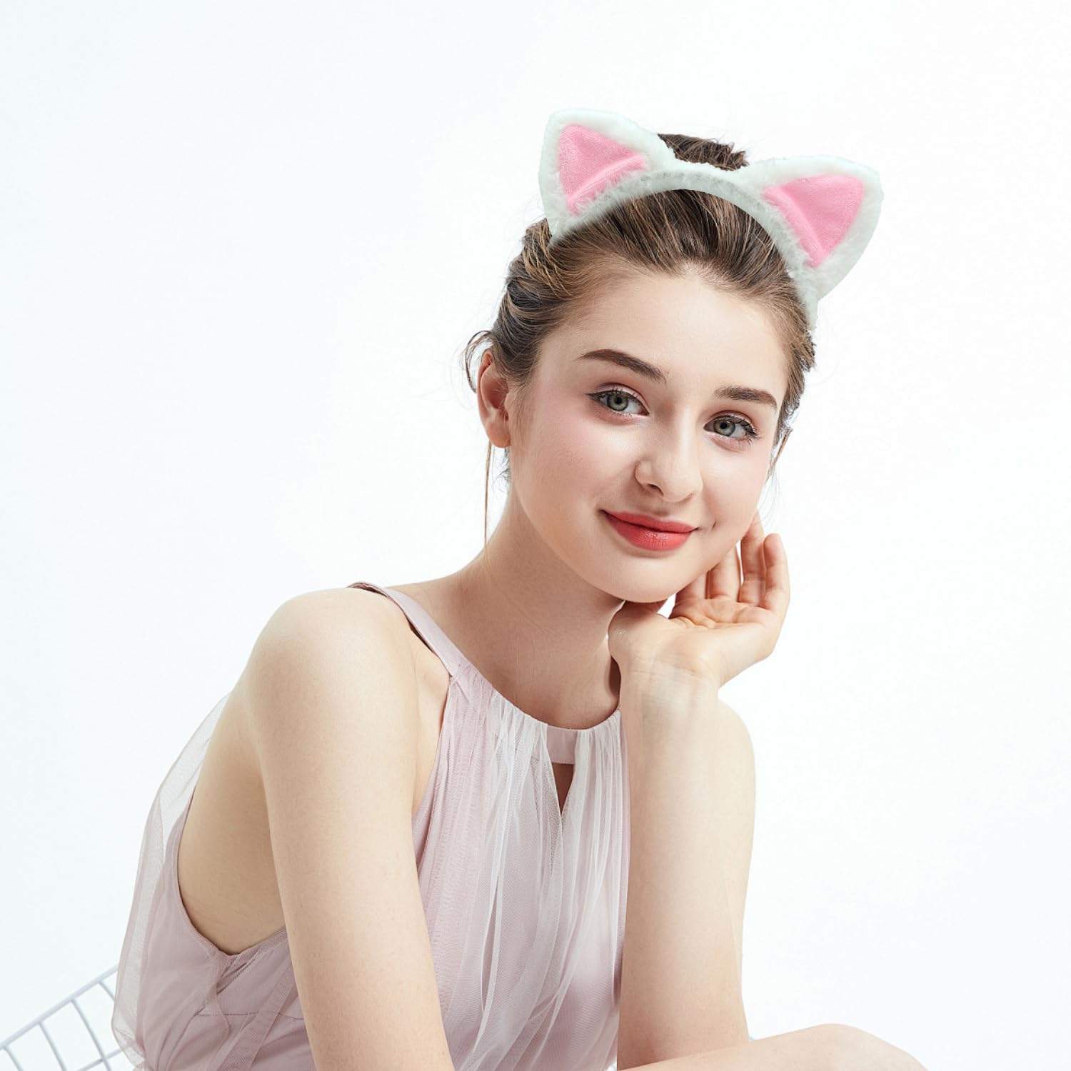 XNHIU 2 Pieces Cat Ears Headband - Children & Adult Cute Lovely Hairband Furry Cat Ears - Halloween Party & Daily Decoration for Women - Image 4