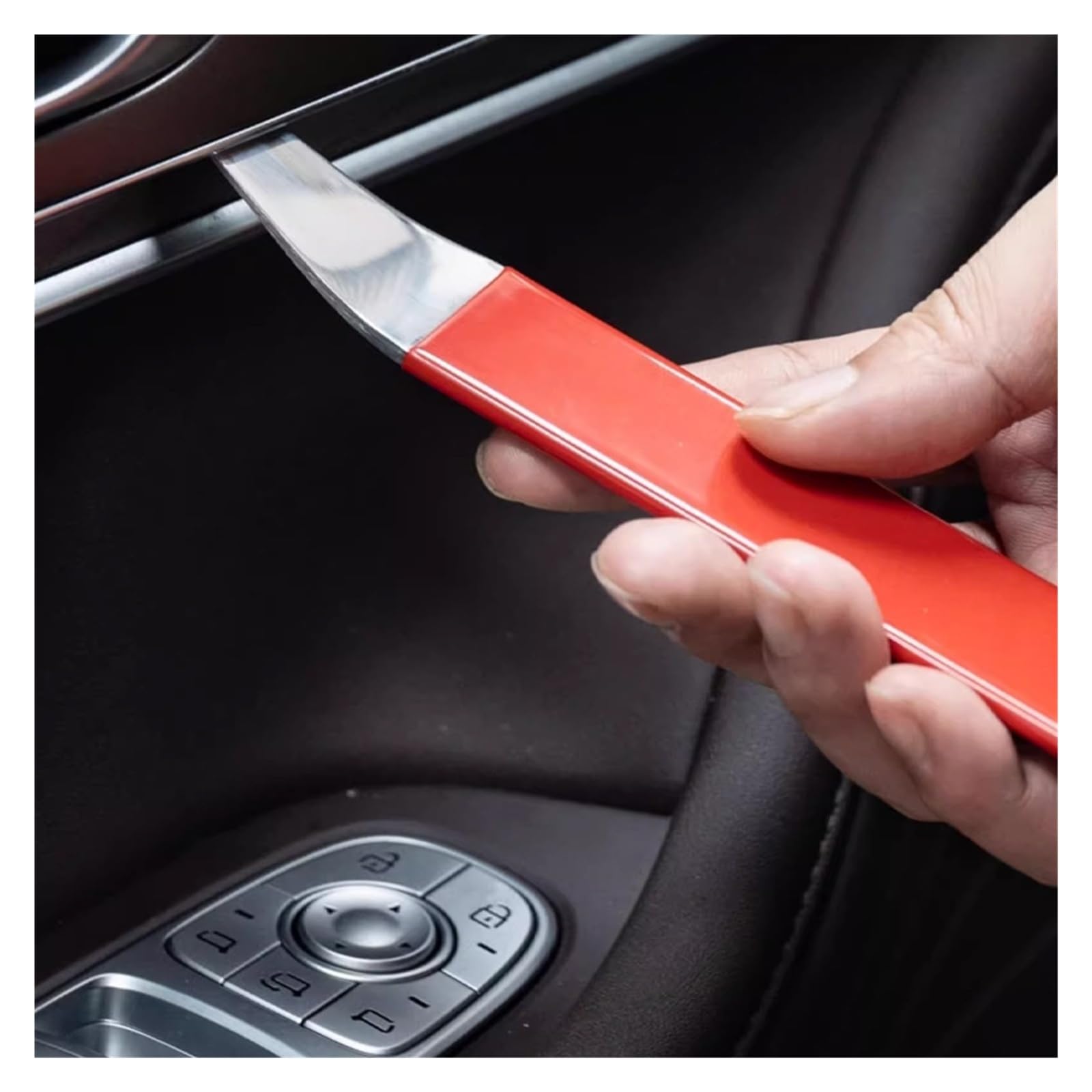 Herramienta de extracción de bordes de acero inoxidable para coche, con clip (negro)