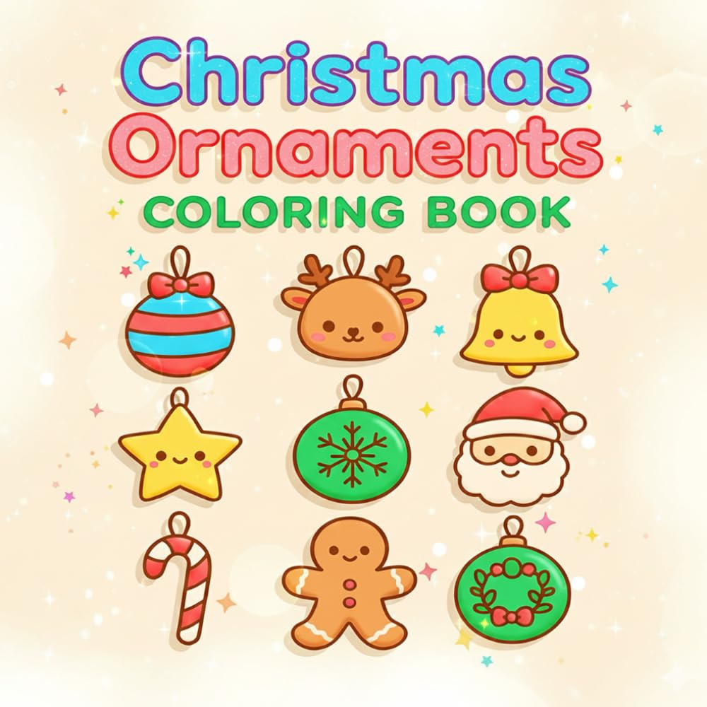 Christmas Ornaments Coloring Book: A Cute Christmas Ornament Coloring Book for Kids Featuring Baubles, Doodles & Simple Mandalas for Holiday Creativity