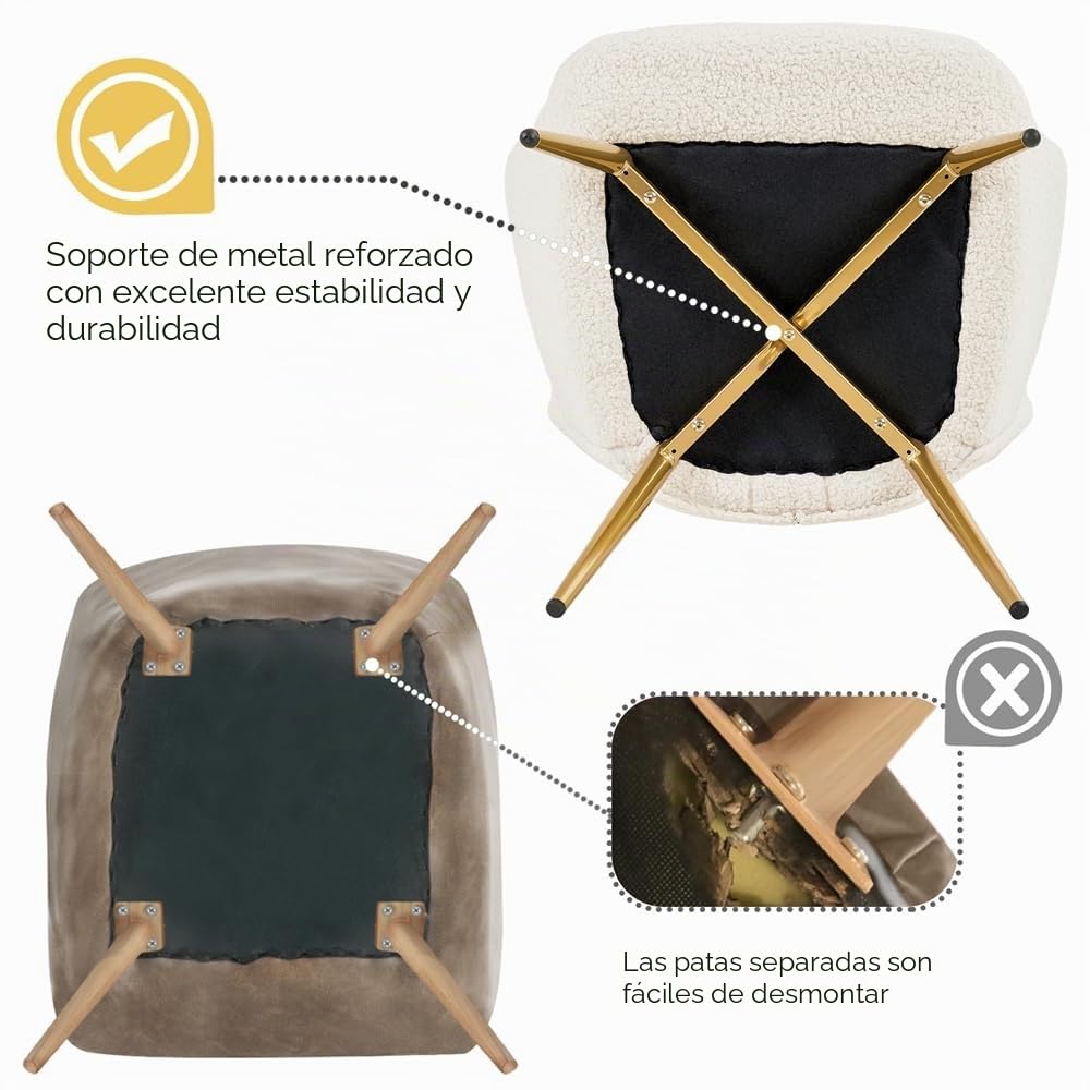 Yaheetech Sillón Orejero con Reposapiés Butaca de Salón Tapizada en Bouclé Sillón Lectura con Otomana de Respaldo Alto Ergonómico Soporte 136kg Ideal para Salón Dormitorio Oficina Marfil
