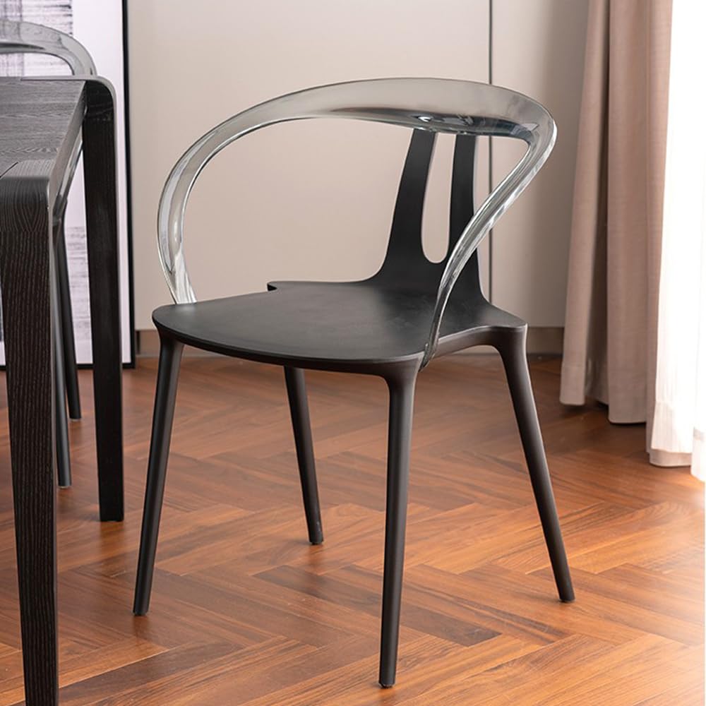 Oslo Plastic Dining Chair with Transparent Border | Durable & Stylish | Modern Lightweight Chair for Dining Room, Living Room, Café | Black-image-33