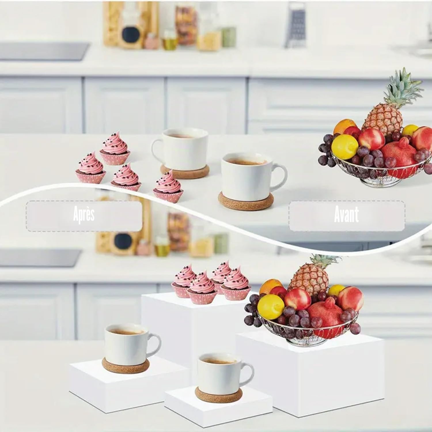 6 Pièces Presentoir Buffet Avec Mini Panneaux De Table,Cube En Acrylique Blanc Avec Fond Creux,6 Tailles Différentes En Acrylique Pour Décoration Fête,Pour Desserts/Bijoux Décoration De Fête(Cube-6)