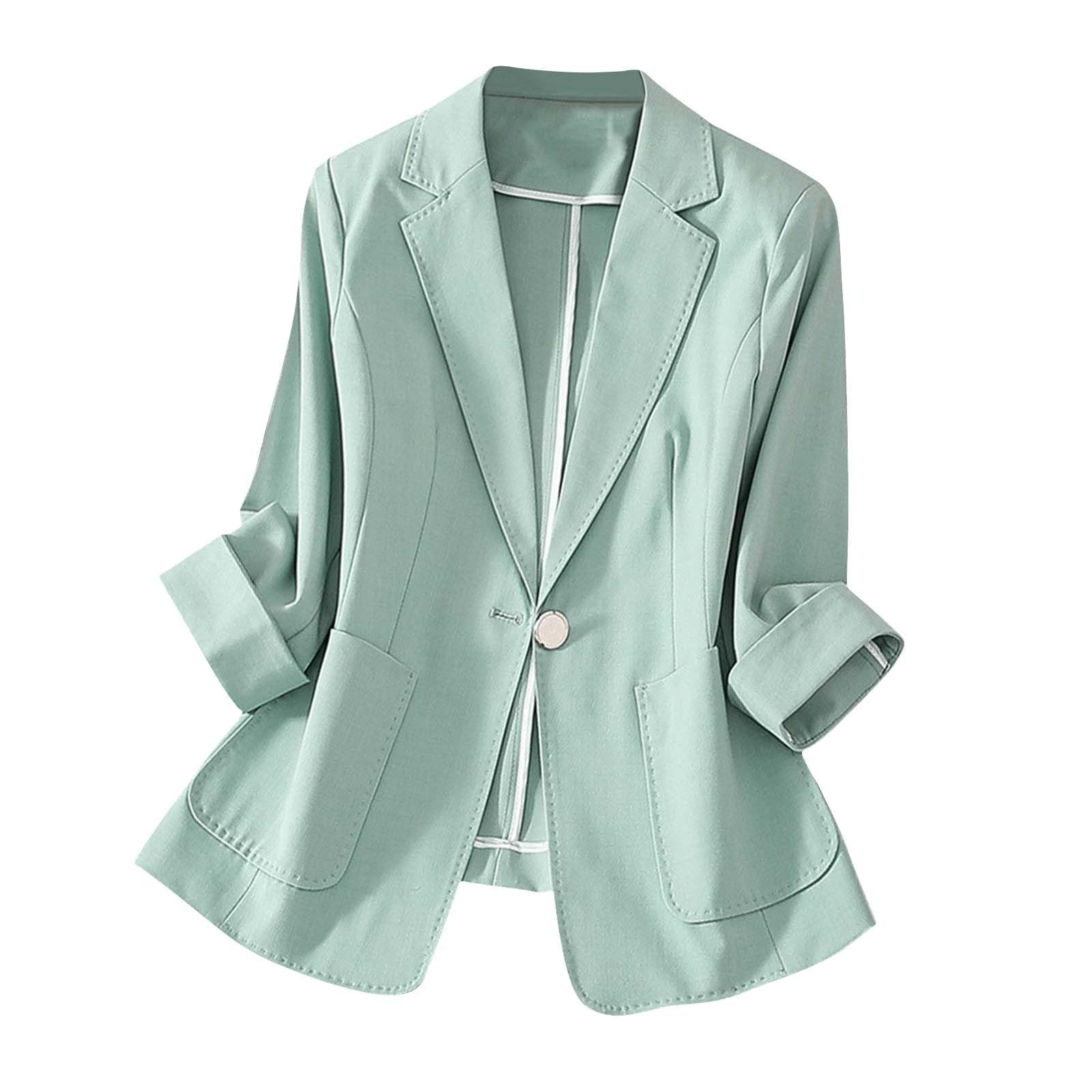 Blazer Jacket for Women Notched Lapel Collar 3 4 Roll Sleeve Blazer Coat Open Front Soft Elegant Dressy