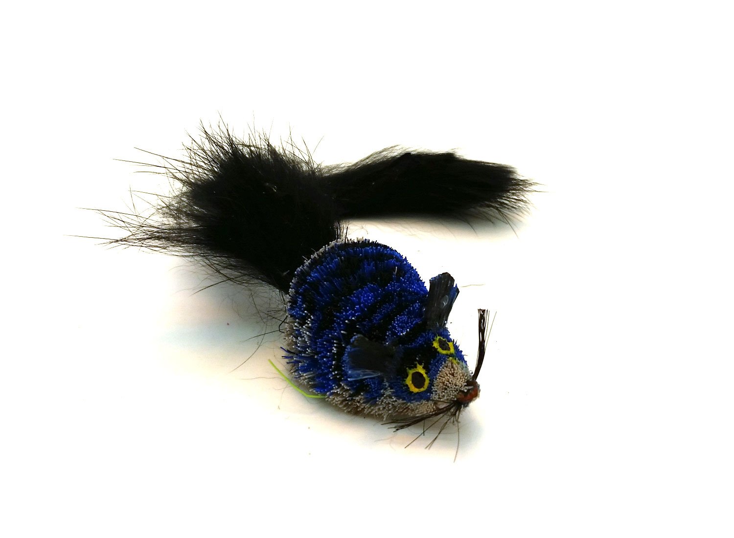 Kat Fly 6 Inch Handmade Cat Toy Teaser Wand Refill Mouse with Fur Tail - Blue Natural Material Toy, Hunting Instinct Play, Interactive Exercise